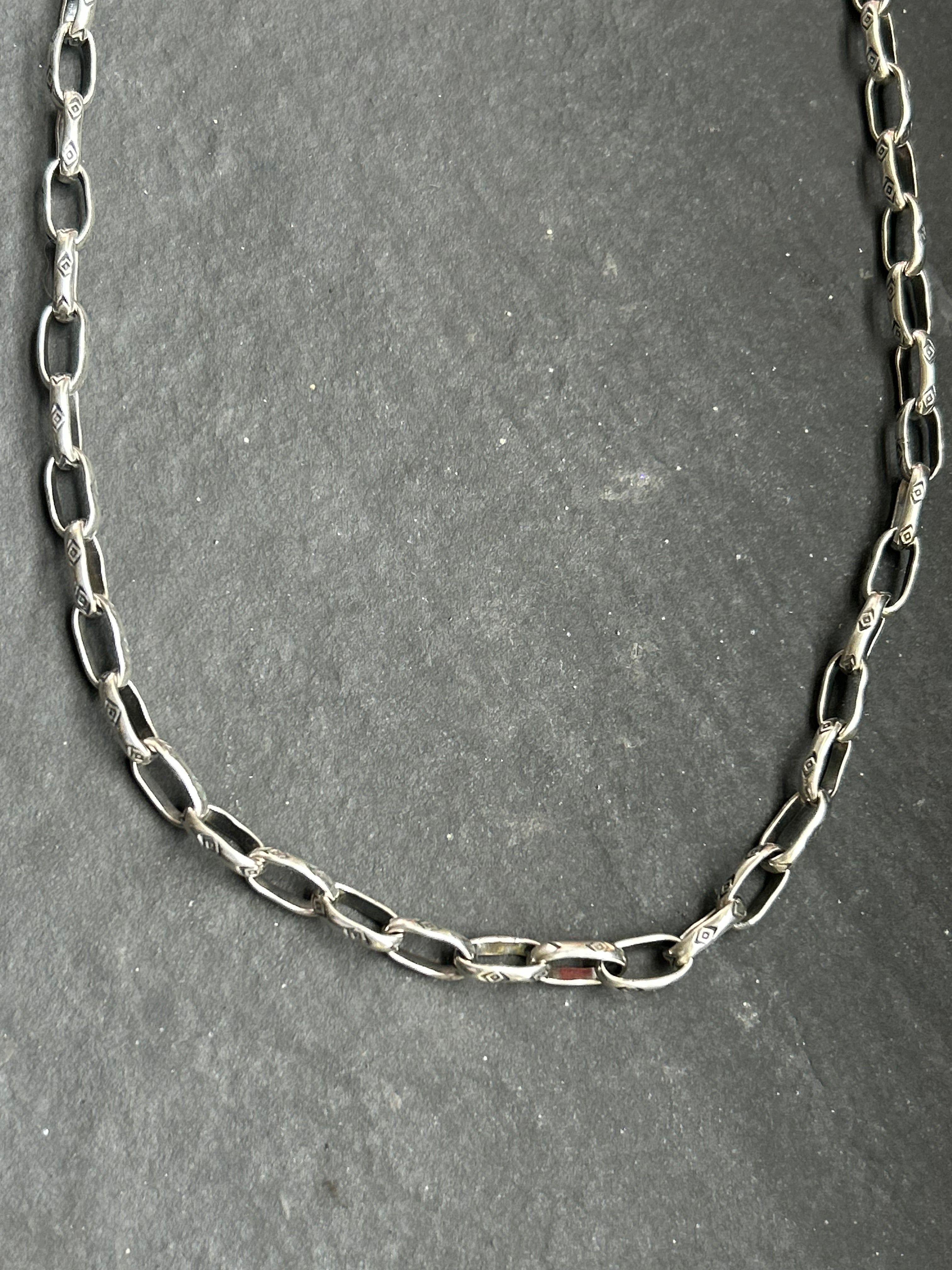 Sterling Silver Medium Link Medicine Man Eye Pattern Paperclip Chain