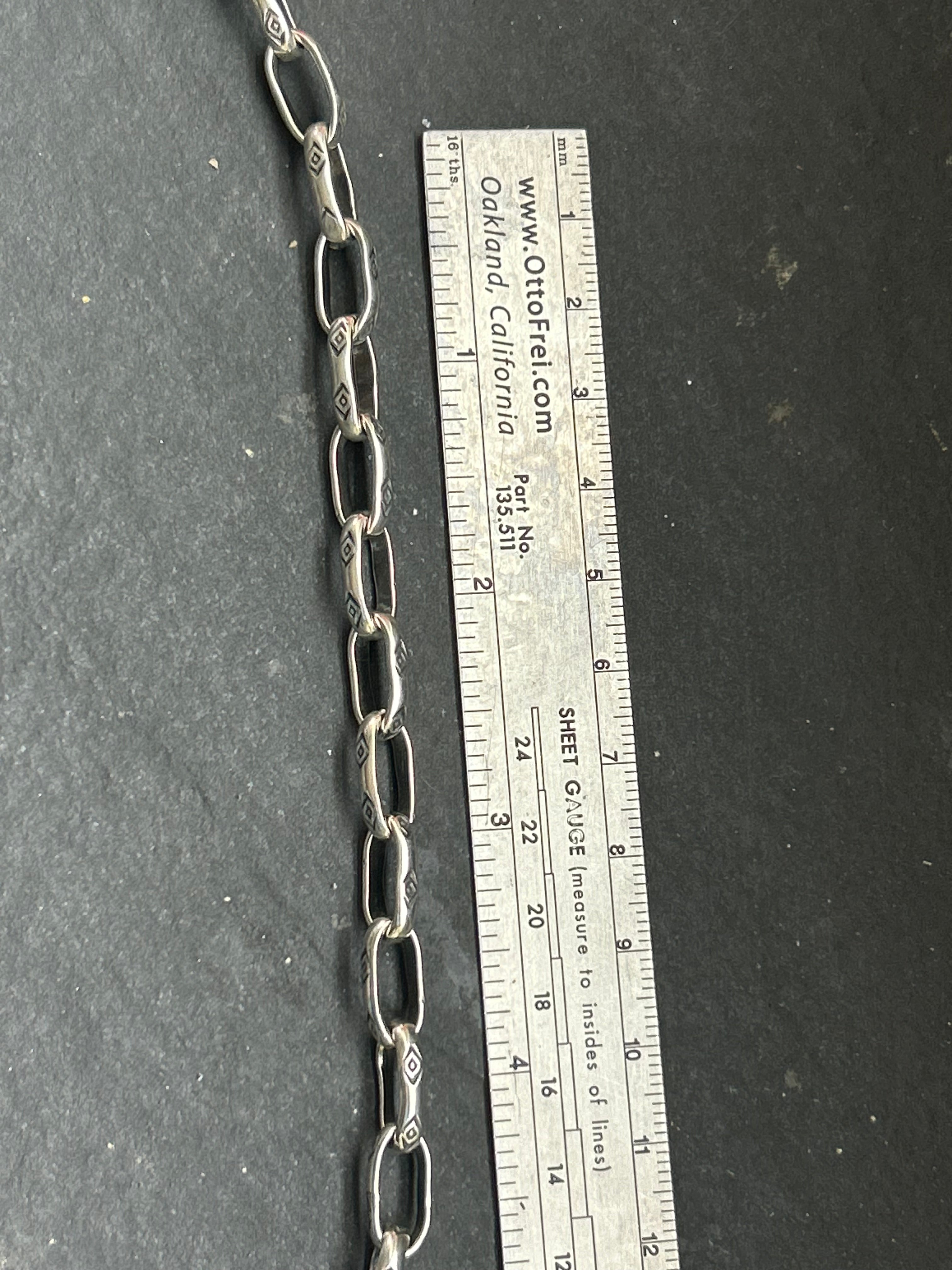 Sterling Silver Medium Link Medicine Man Eye Pattern Paperclip Chain