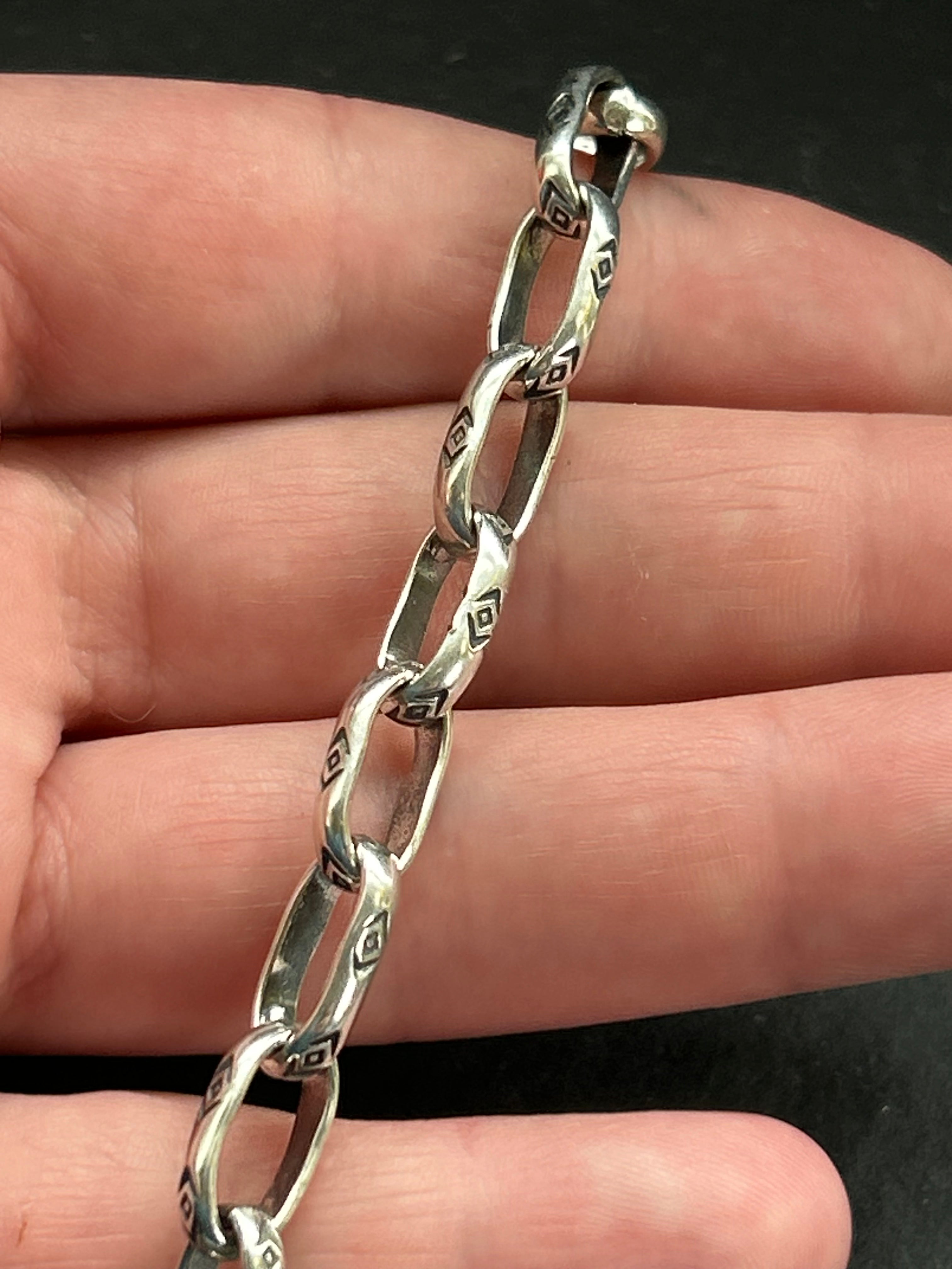 Sterling Silver Medium Link Medicine Man Eye Pattern Paperclip Chain