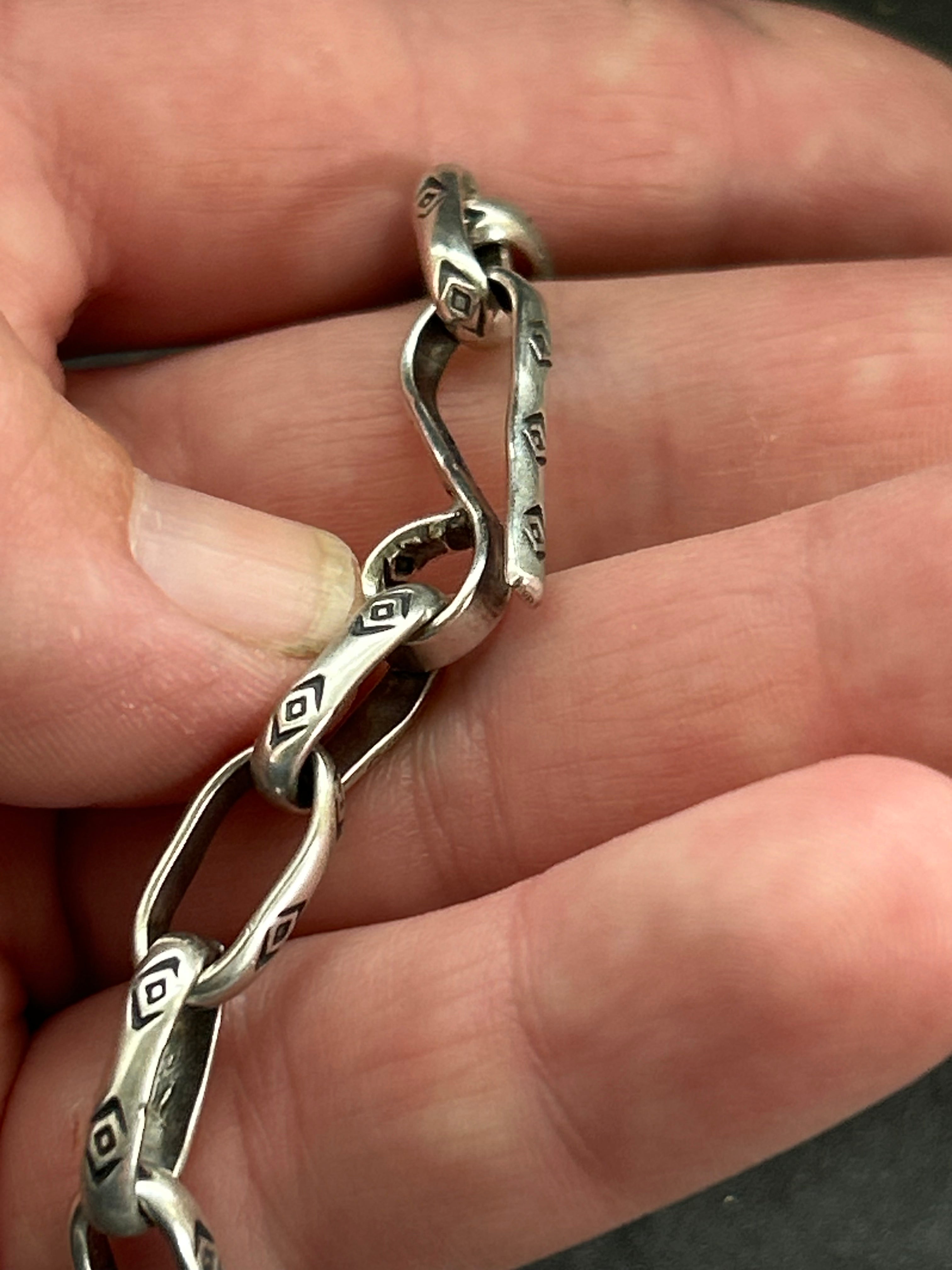 Sterling Silver Medium Link Medicine Man Eye Pattern Paperclip Chain