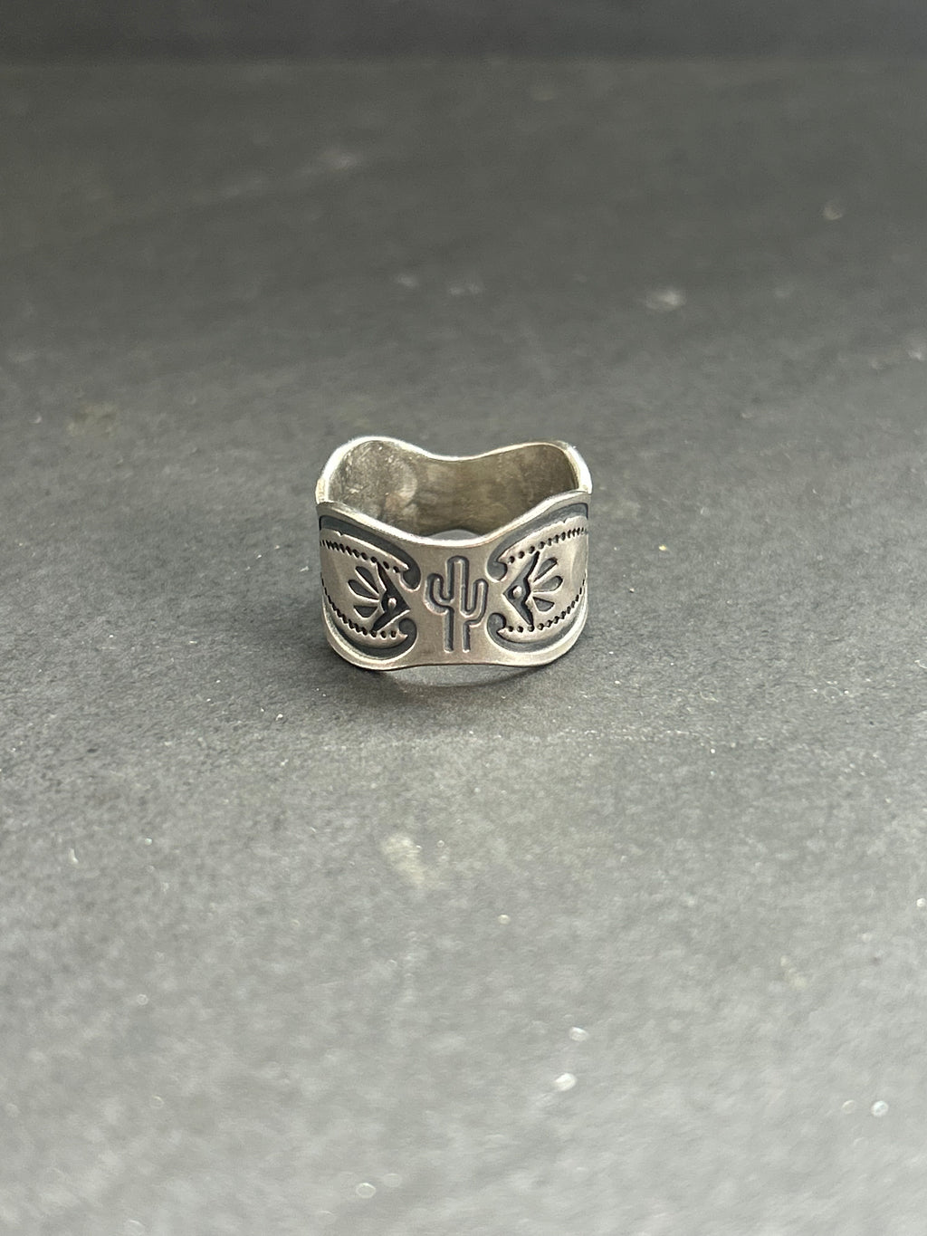 Sterling Silver Hand-Stamped Wide Band Ring Style #6