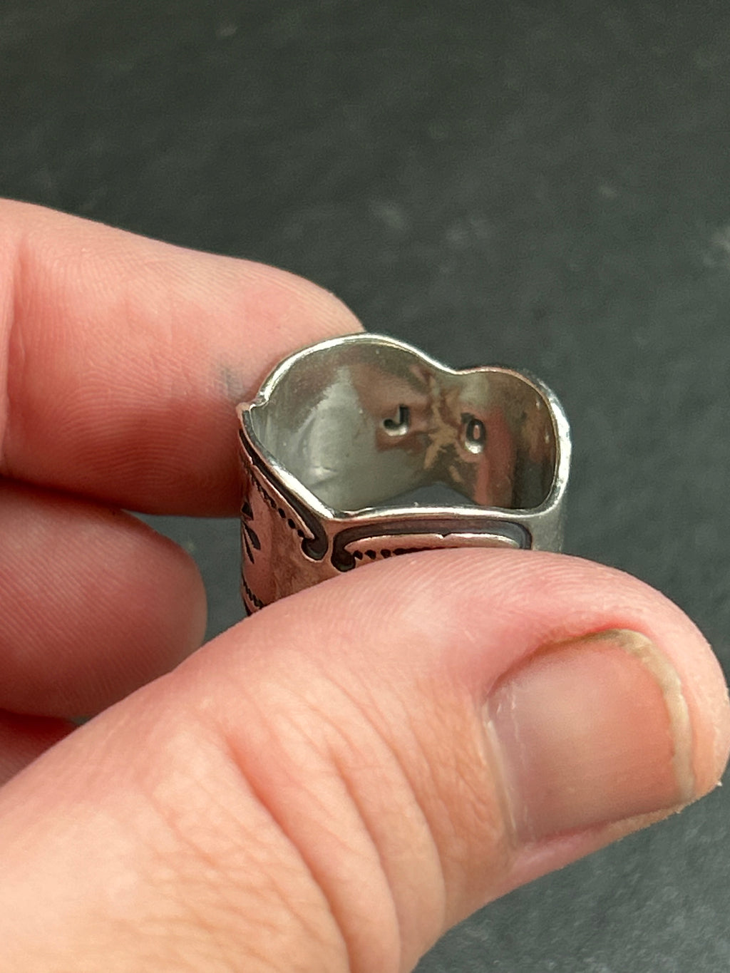 Sterling Silver Hand-Stamped Wide Band Ring Style #6