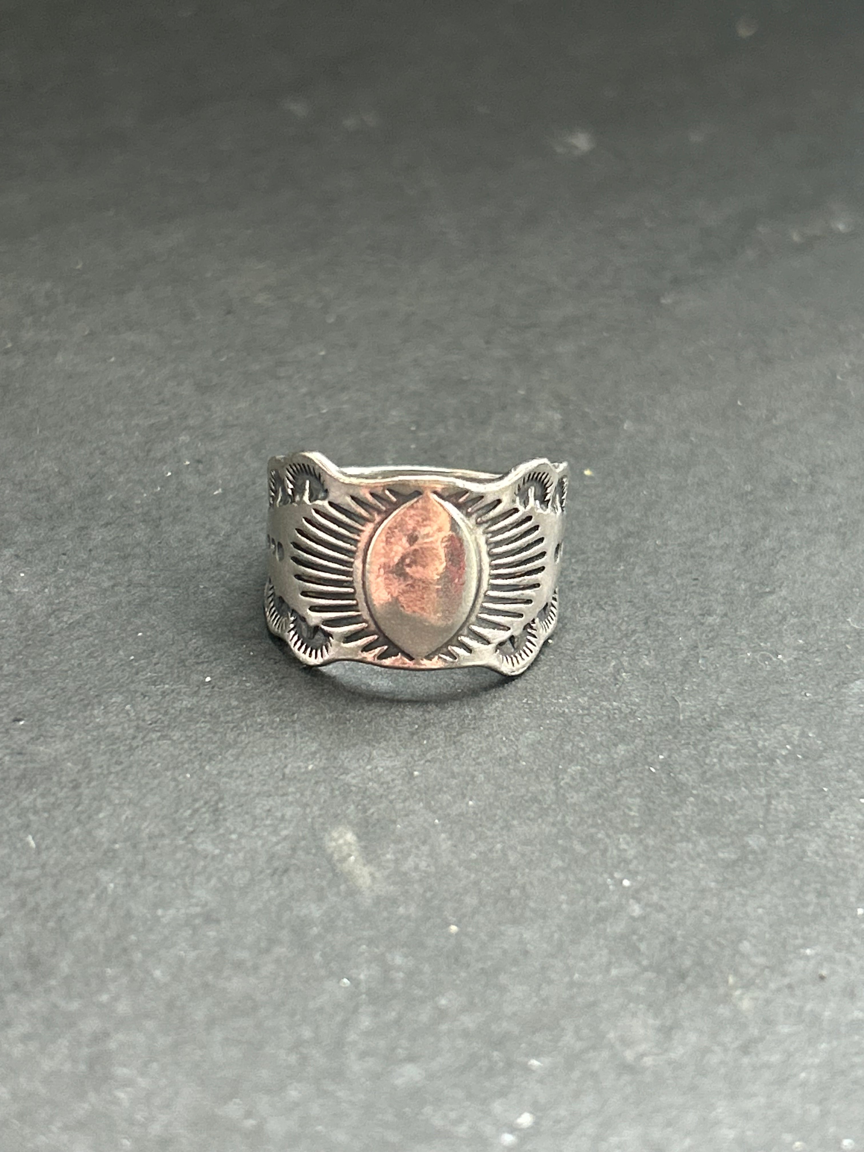 Sterling Silver Hand Stamped Wide Band Ring Style #5