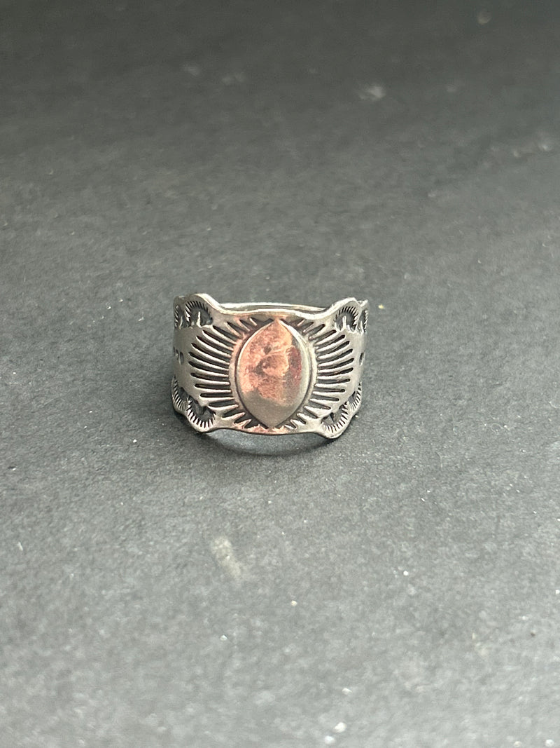 Sterling Silver Hand-Stamped Wide Band Ring Style #5
