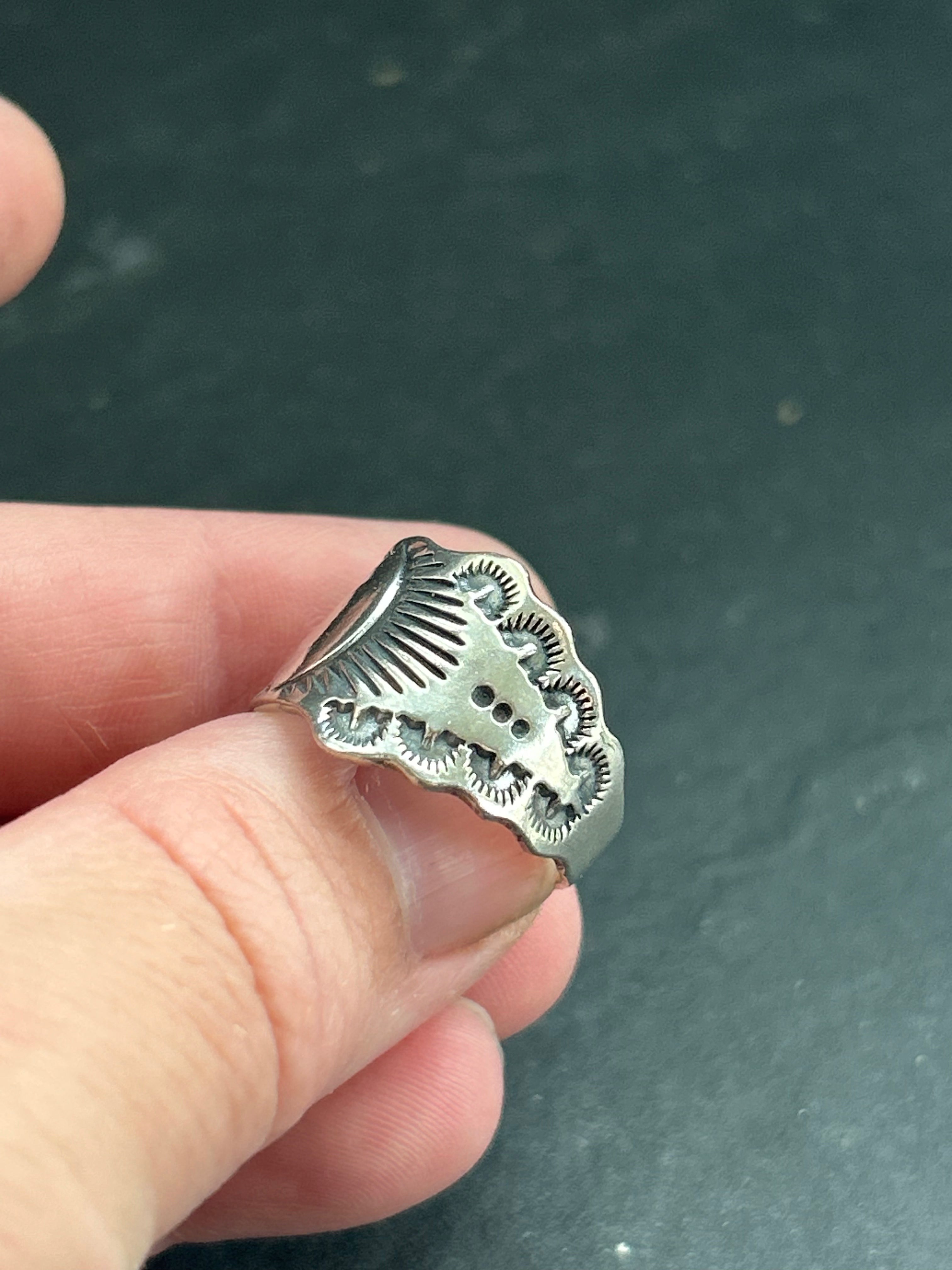 Sterling Silver Hand Stamped Wide Band Ring Style #5