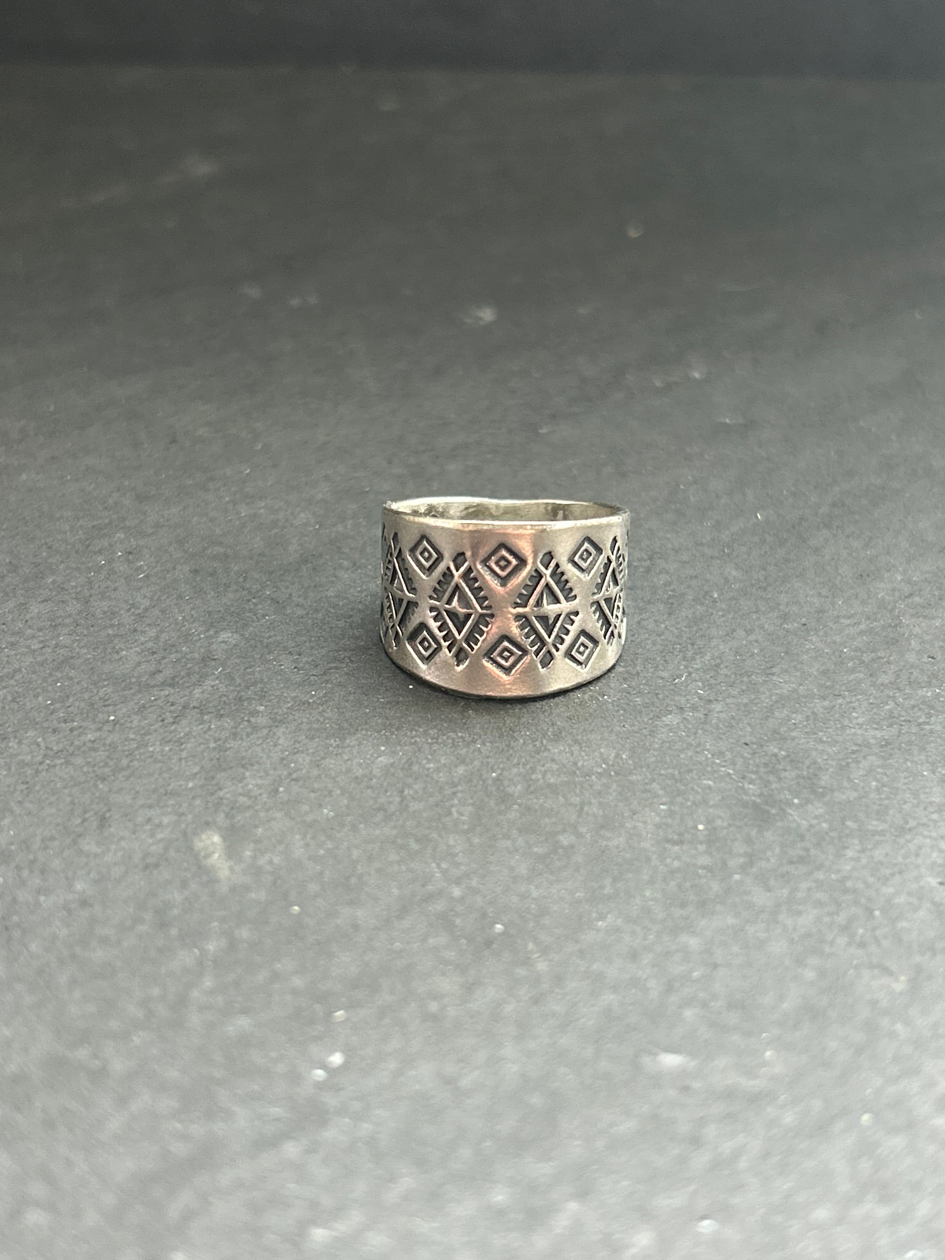 Sterling Silver Hand-stamped Wide Band Ring Style #4
