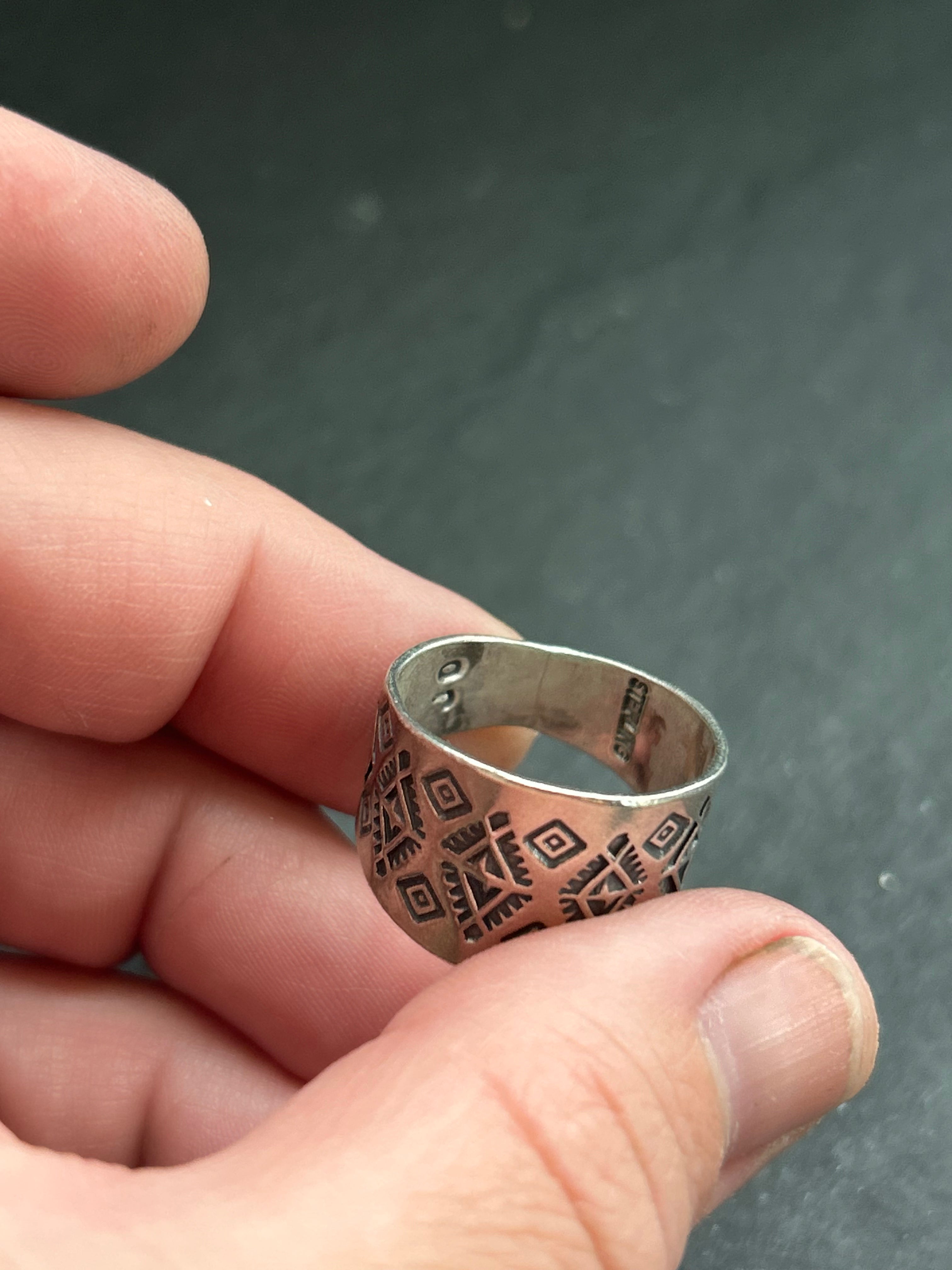 Sterling Silver Hand-stamped Wide Band Ring Style #4