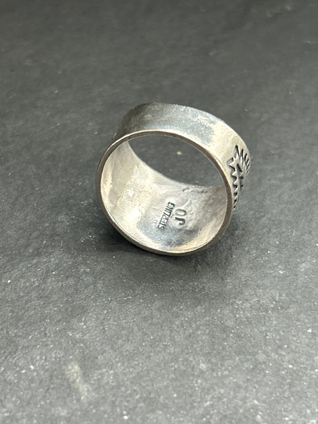 Sterling Silver Hand-Stamped Wide Band Ring Style #3