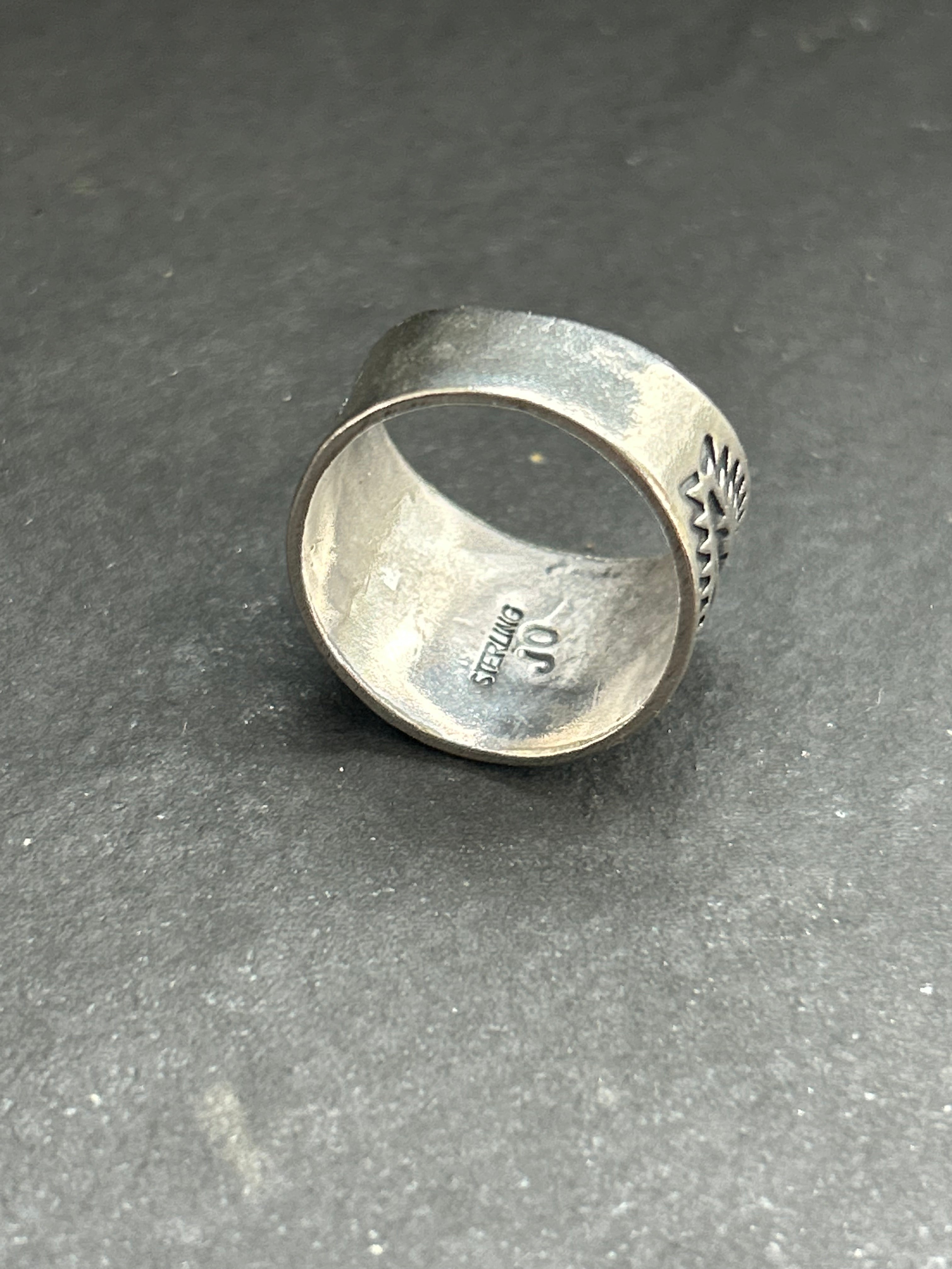Sterling Silver Hand-Stamped Wide Band Ring Style #3