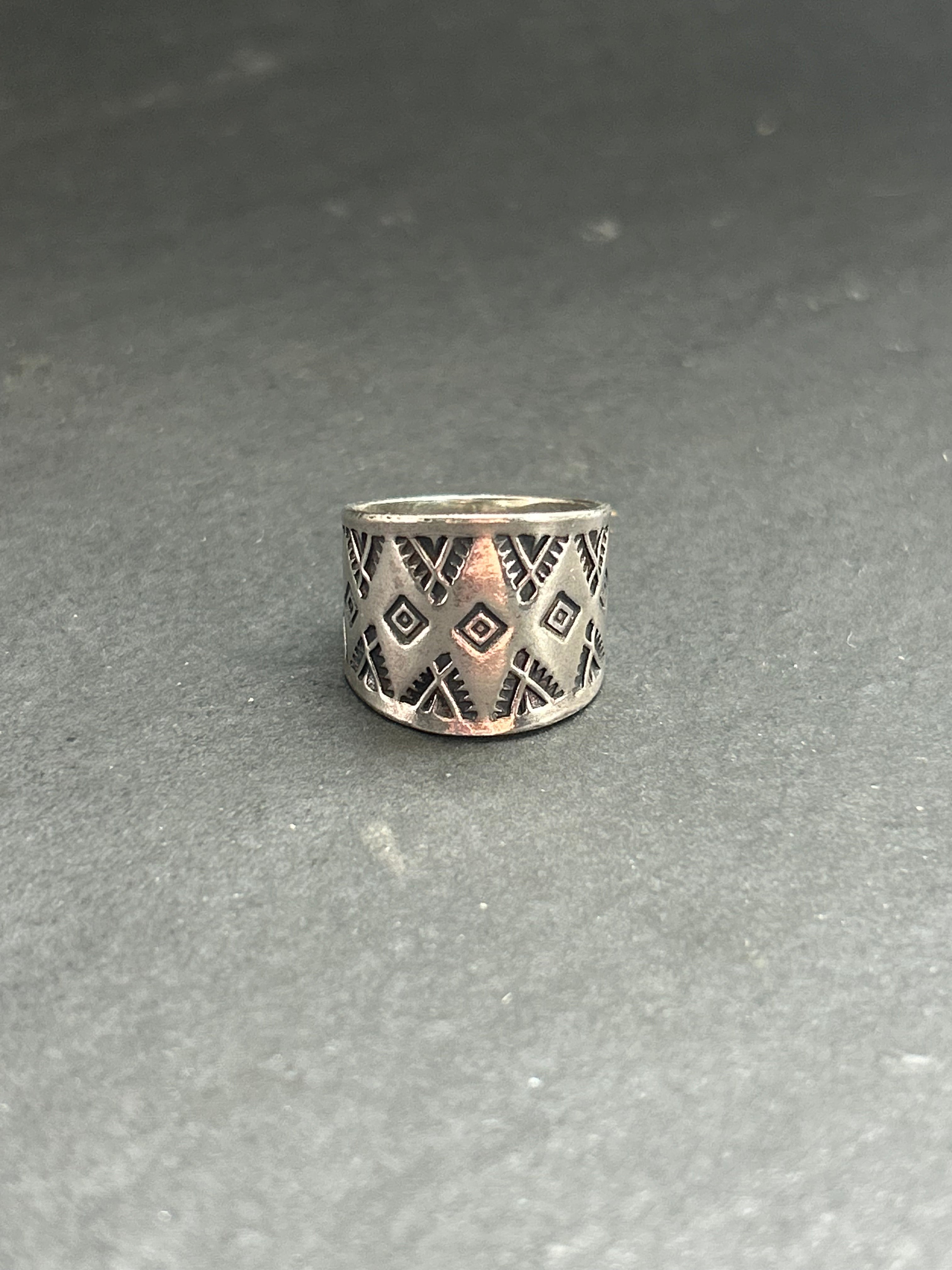 Sterling Silver Hand-Stamped Wide Band Ring Style #2