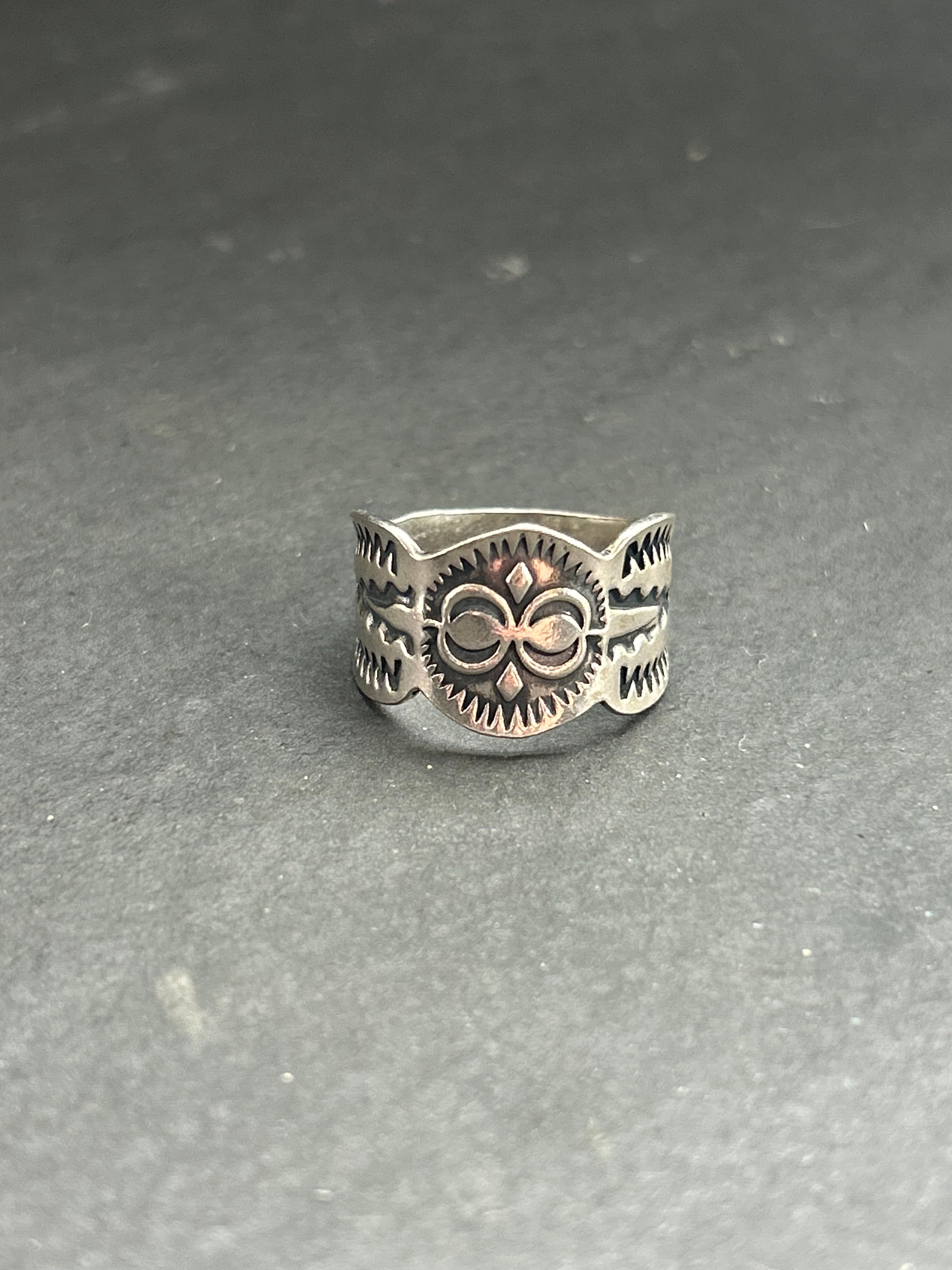 Sterling Silver Hand-Stamped Wide Band Ring Style #1