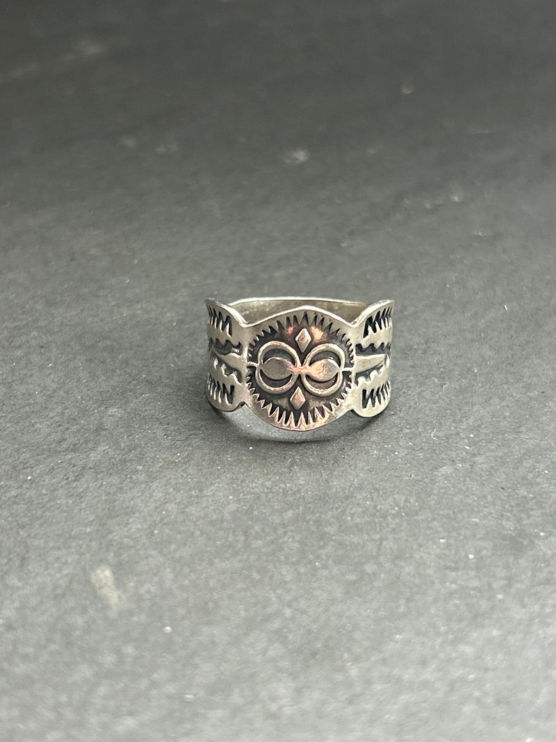 Sterling Silver Hand-Stamped Wide Band Ring Style #1