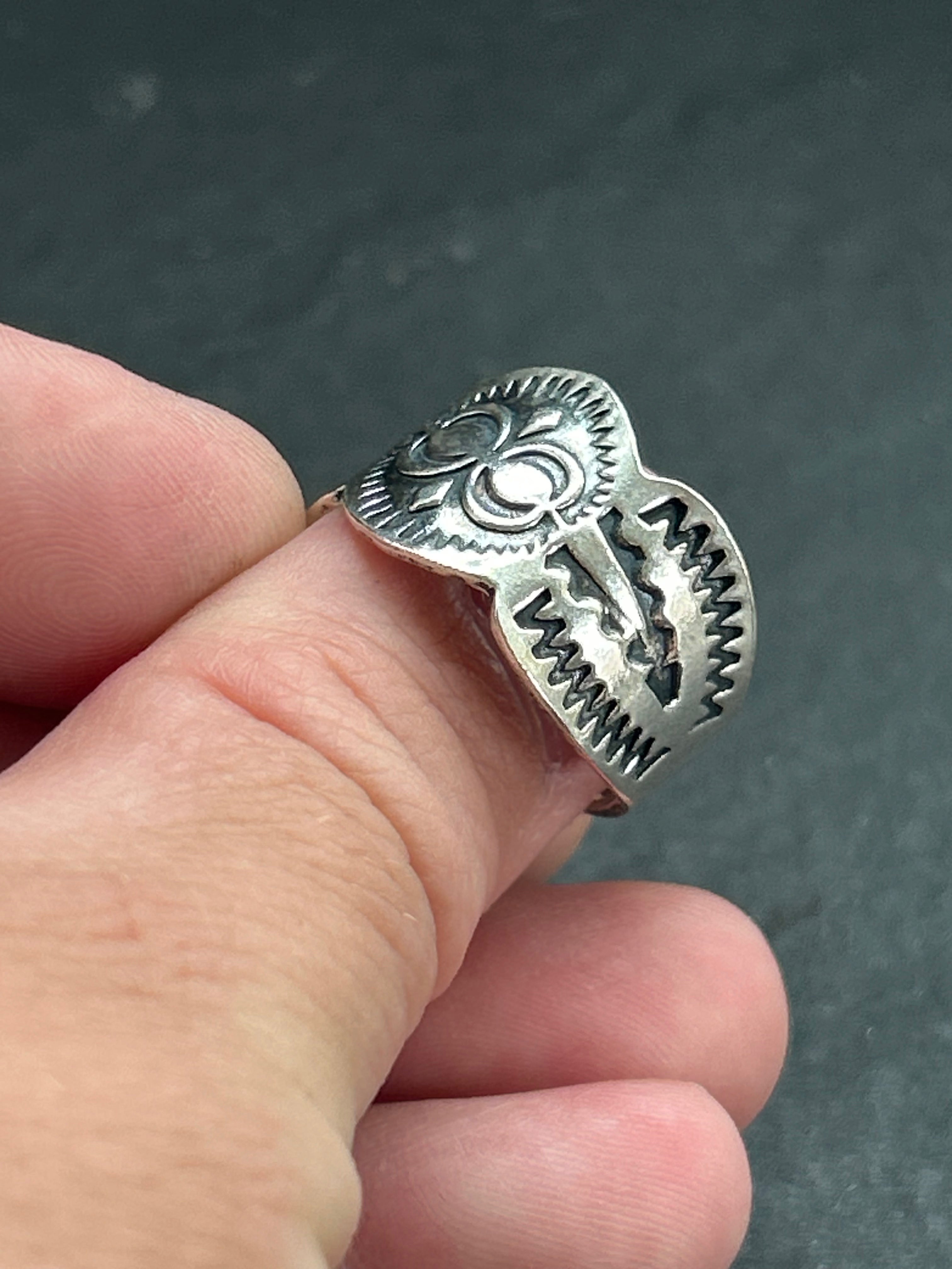 Sterling Silver Hand-Stamped Wide Band Ring Style #1