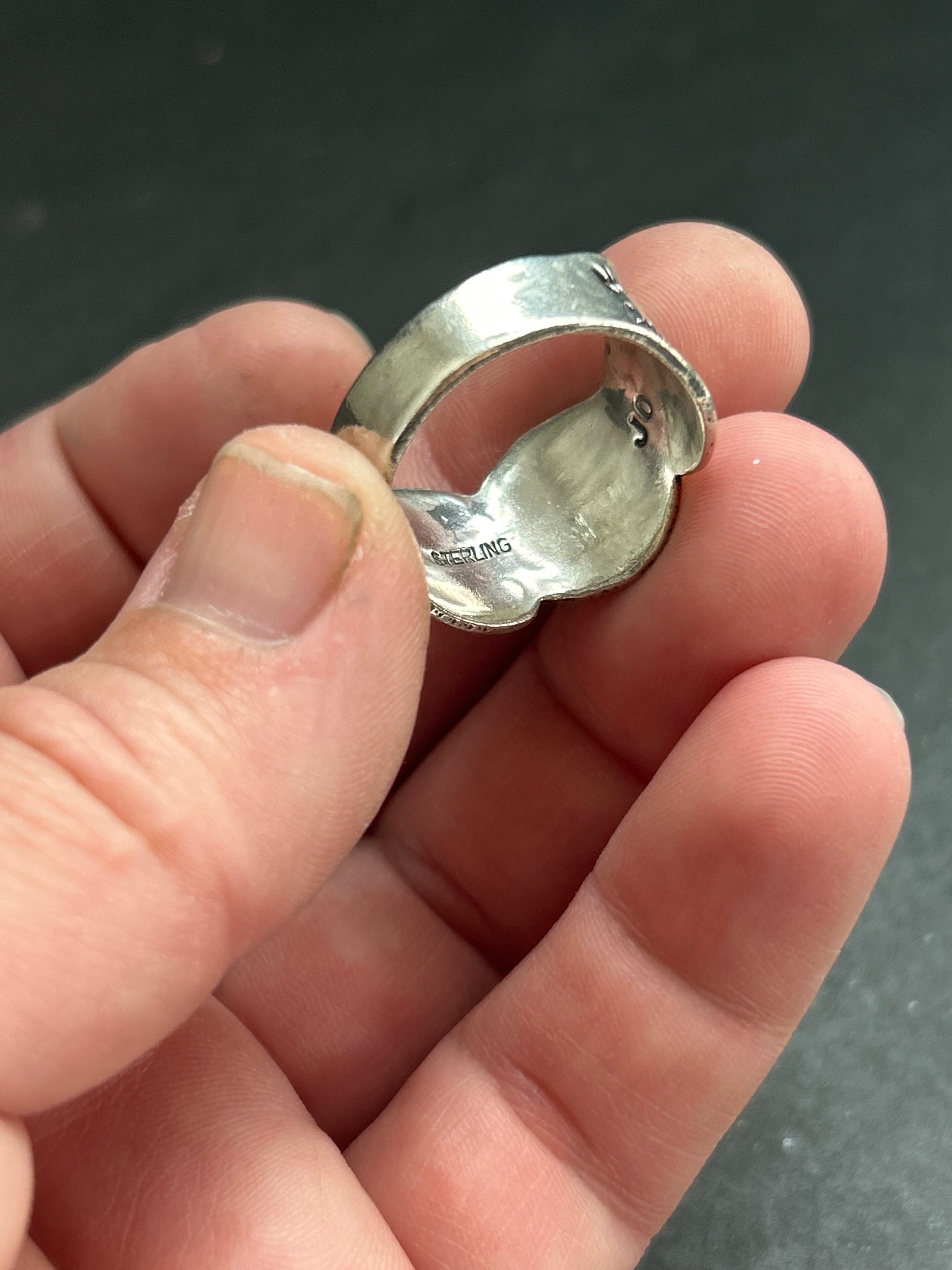 Sterling Silver Hand-Stamped Wide Band Ring Style #1