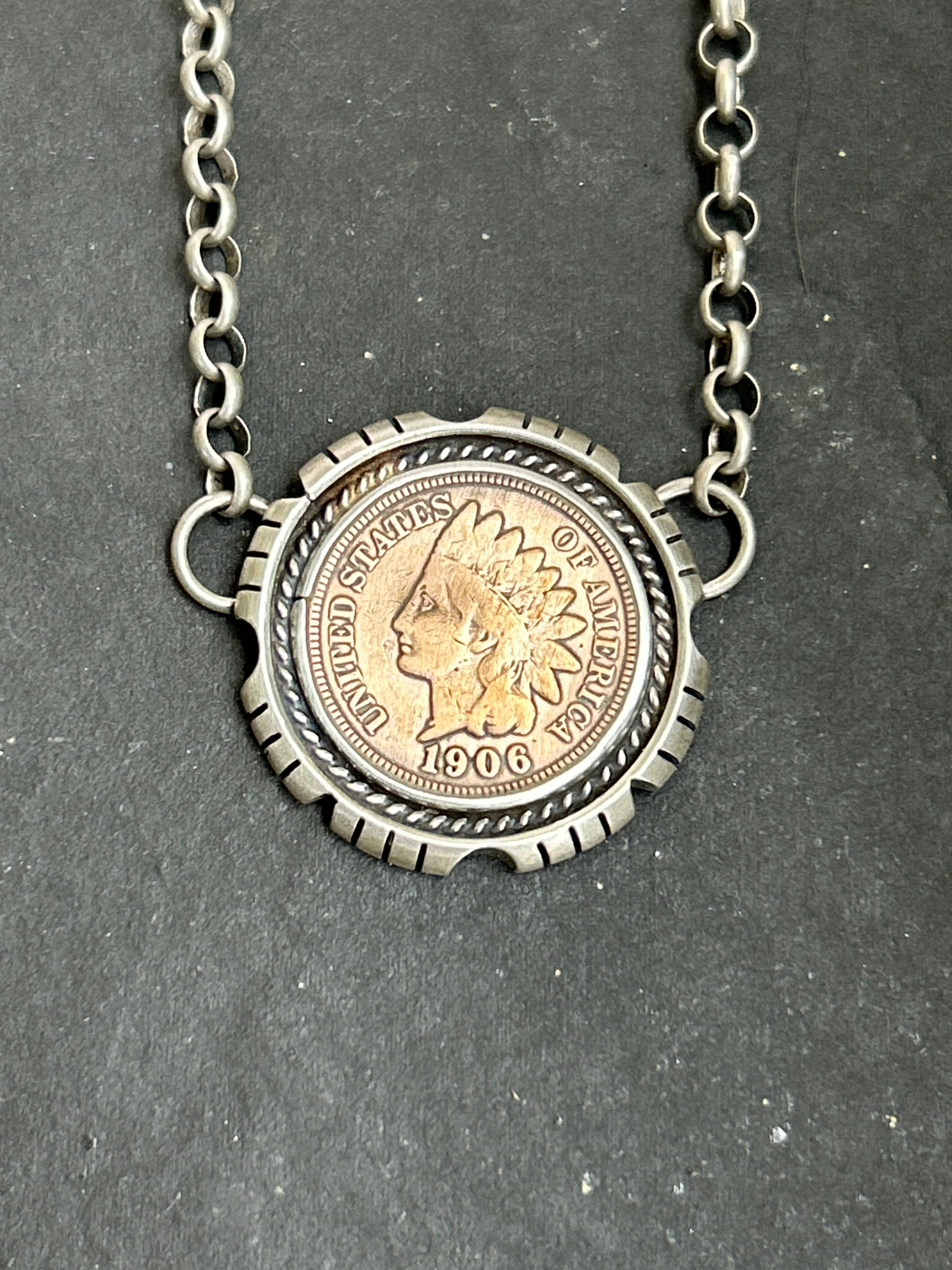 Sterling Silver + Indian Head Penny Necklace Style #2