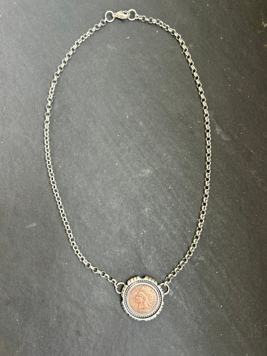 Sterling Silver + Indian Head Penny Necklace Style #2