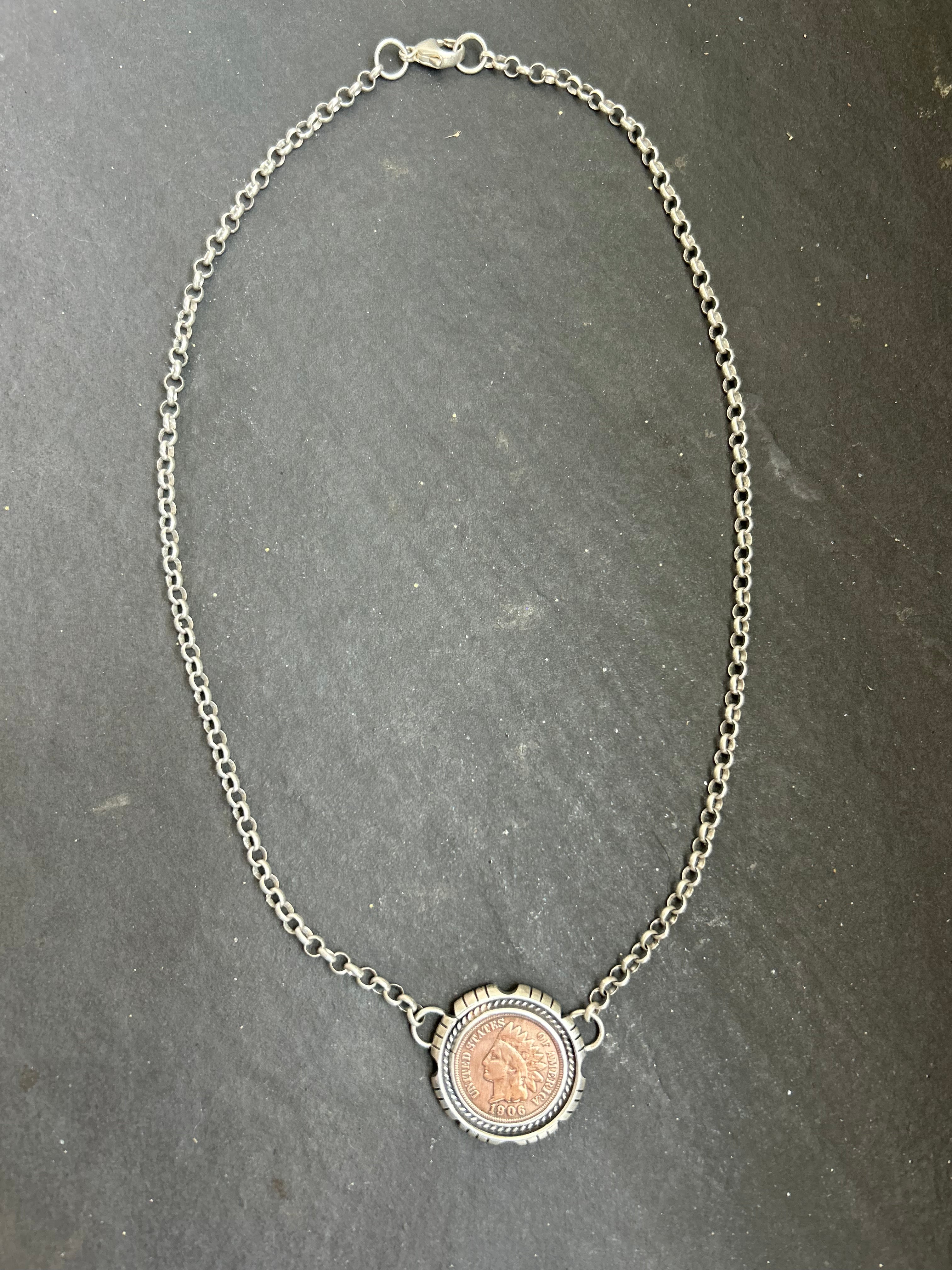 Sterling Silver + Indian Head Penny Necklace Style #2
