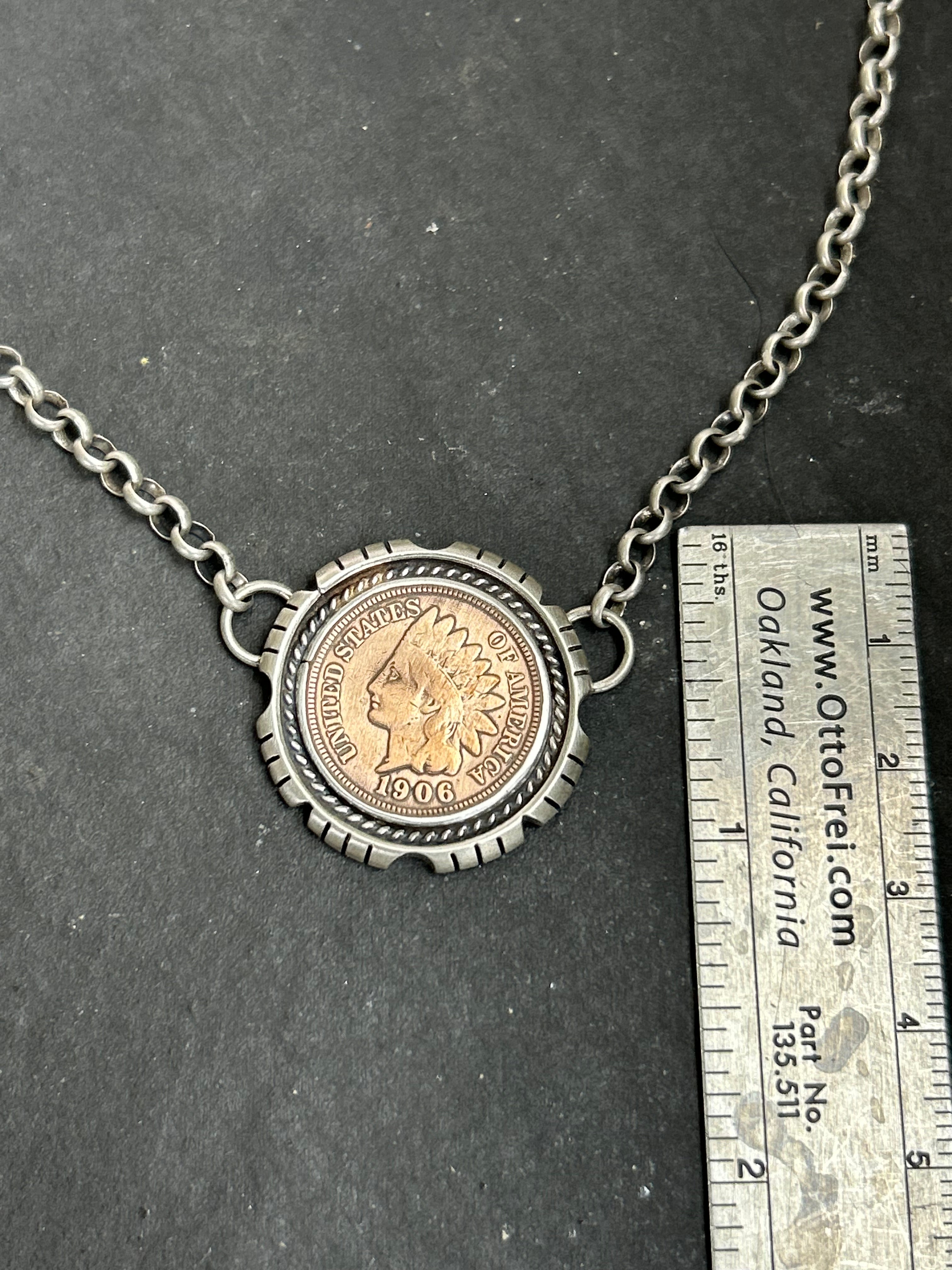 Sterling Silver + Indian Head Penny Necklace Style #2