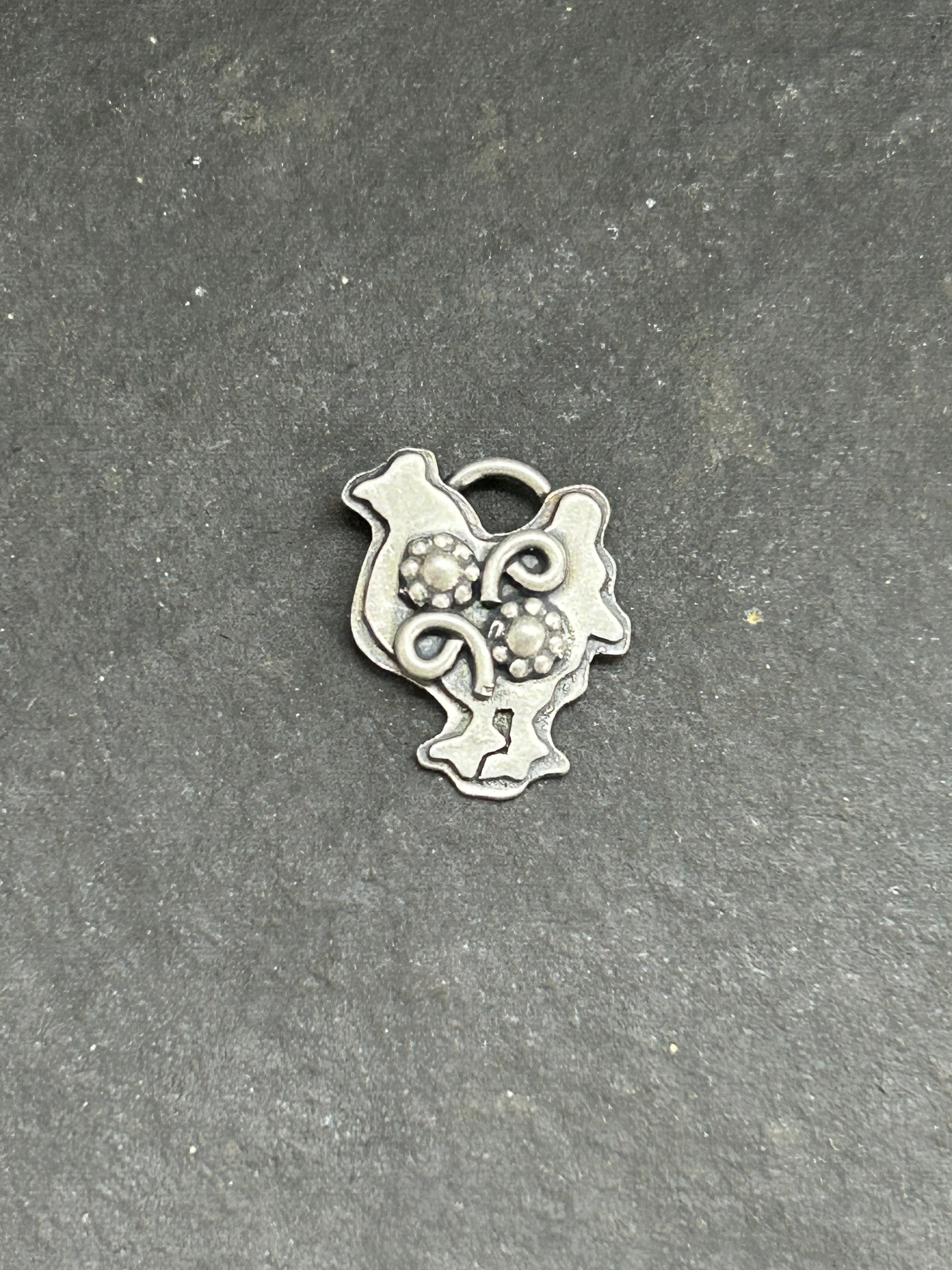 Sterling Silver Floral Hen Charm
