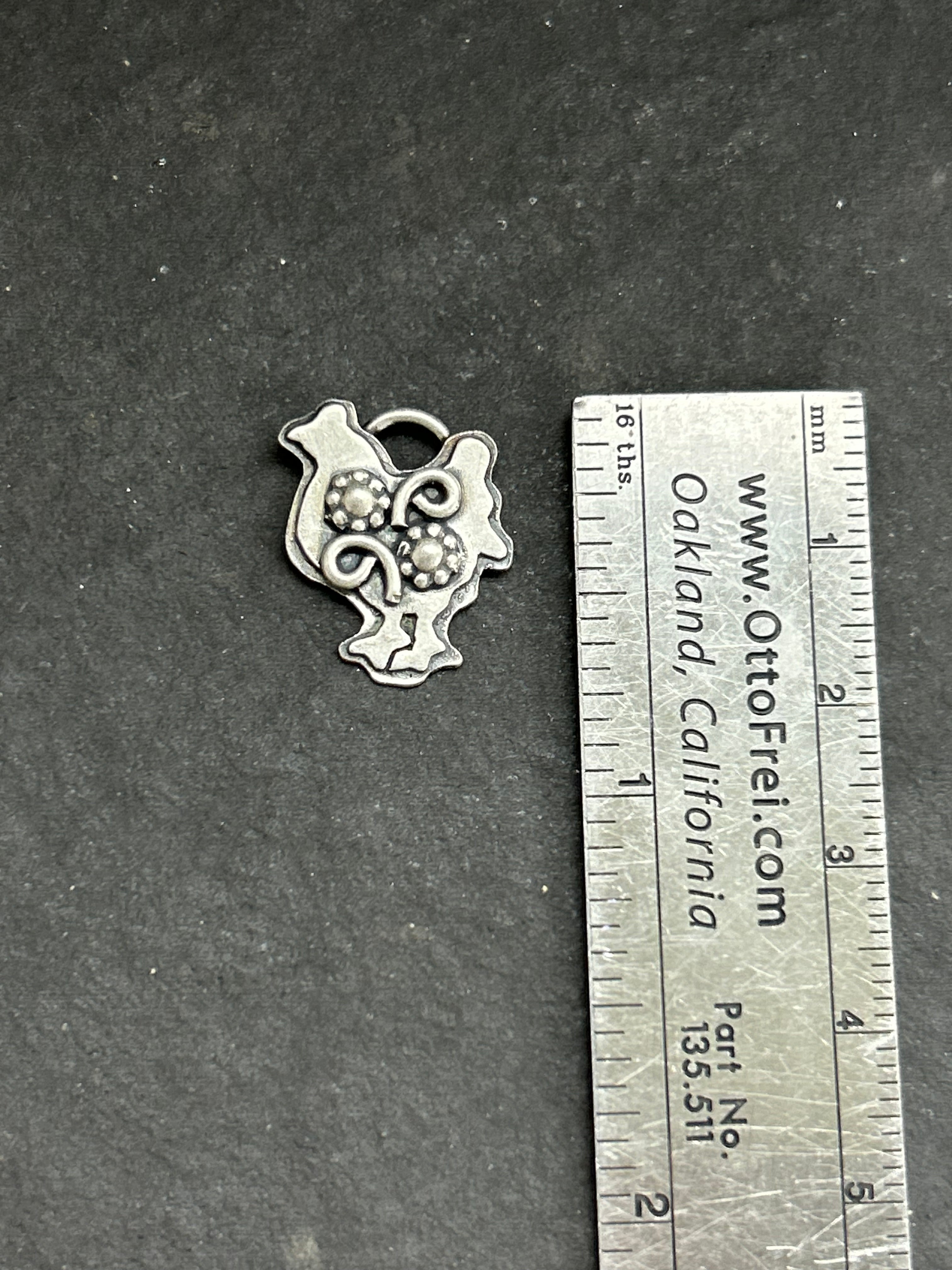 Sterling Silver Floral Hen Charm