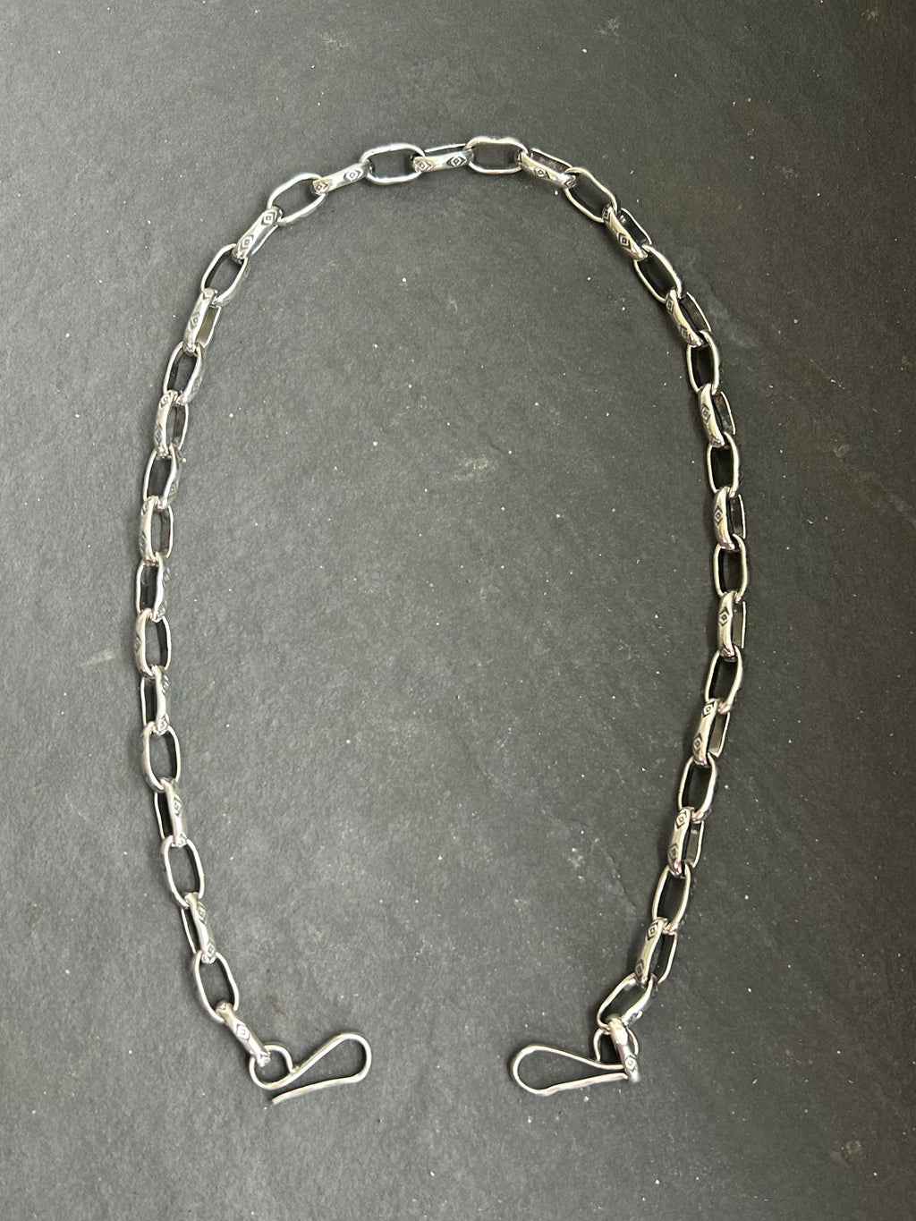 Sterling Silver Medium Link Medicine Man Eye Pattern Paperclip Twilly Slider Converter Chain