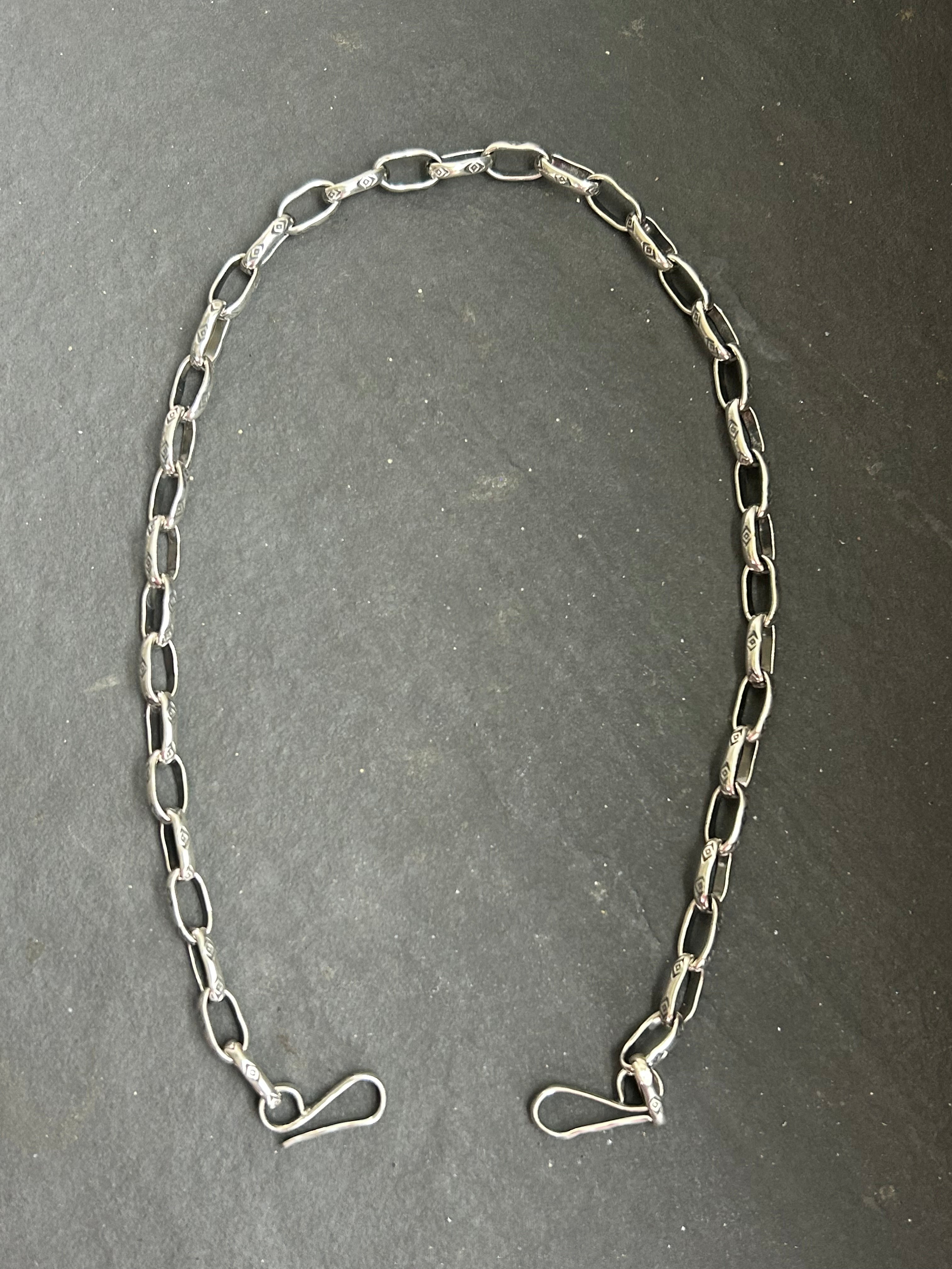 Sterling Silver Medium Link Medicine Man Eye Pattern Paperclip Twilly Slider Converter Chain