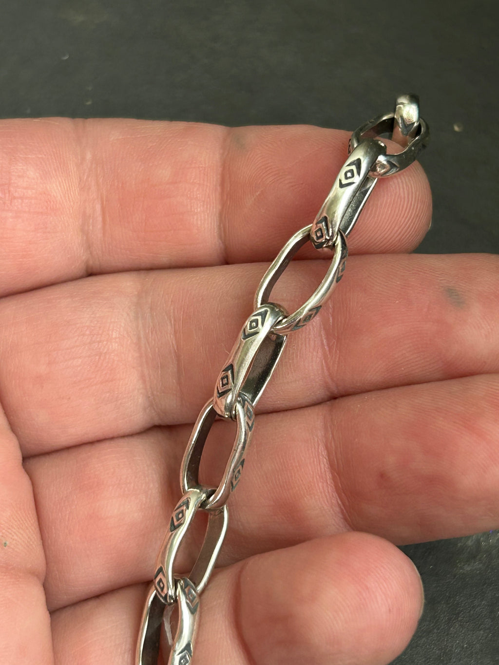 Sterling Silver Medium Link Medicine Man Eye Pattern Paperclip Twilly Slider Converter Chain