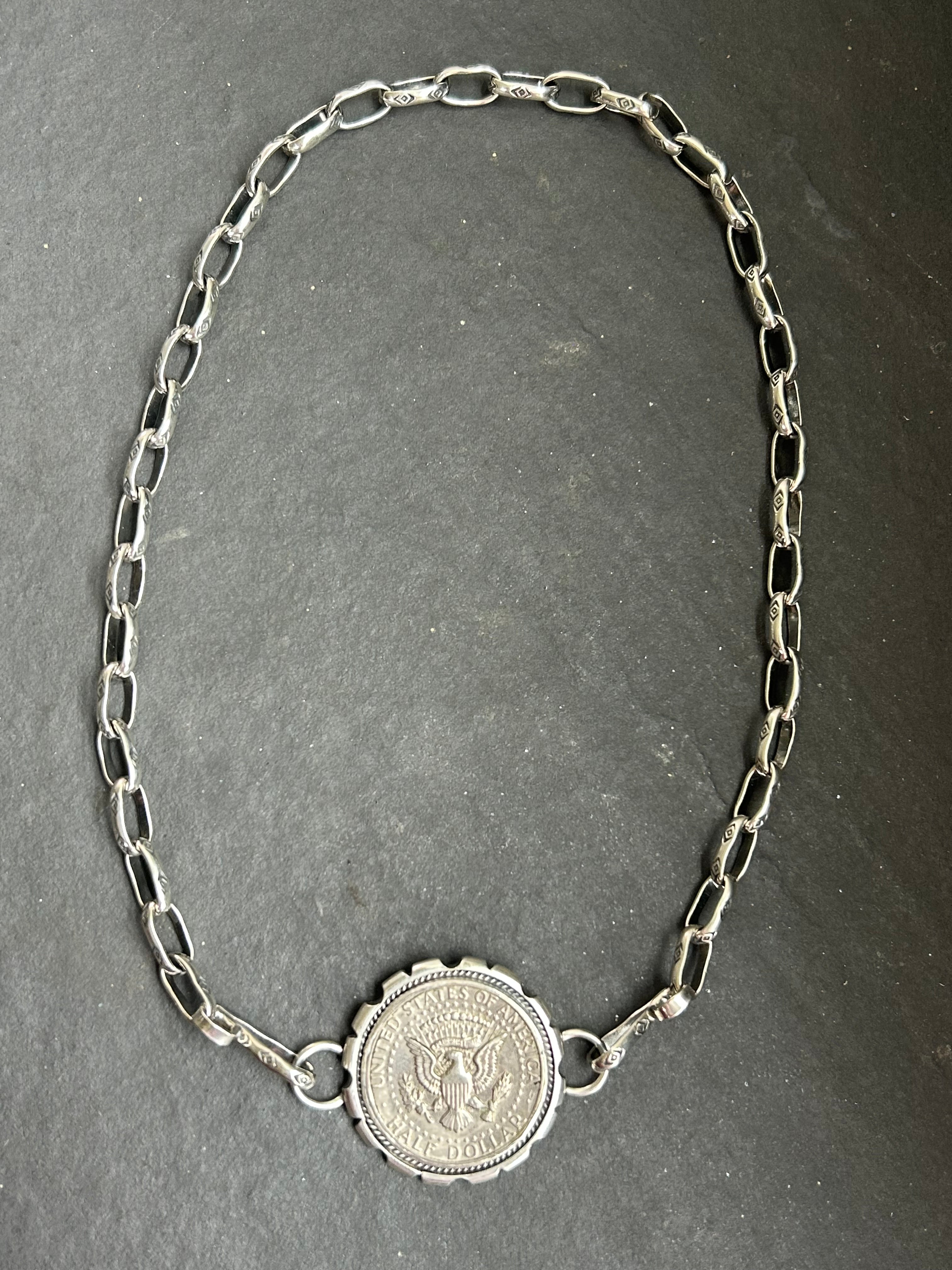 Sterling Silver Medium Link Medicine Man Eye Pattern Paperclip Twilly Slider Converter Chain
