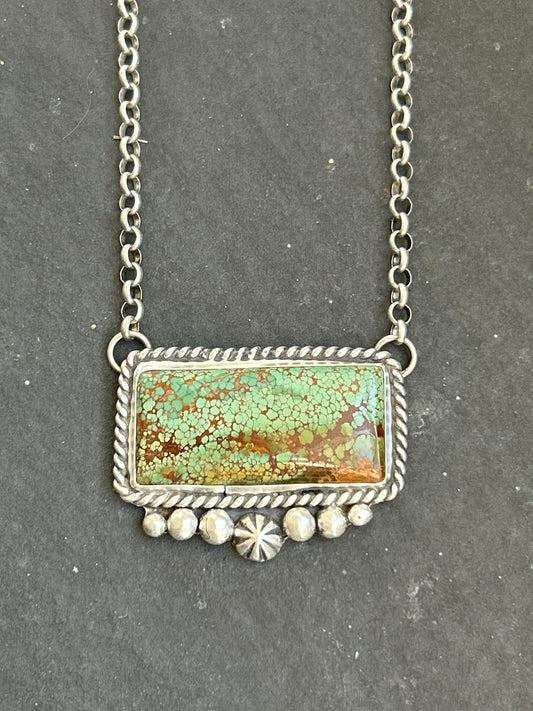 Webbed Pilot Mountain Turquoise Bar Necklace