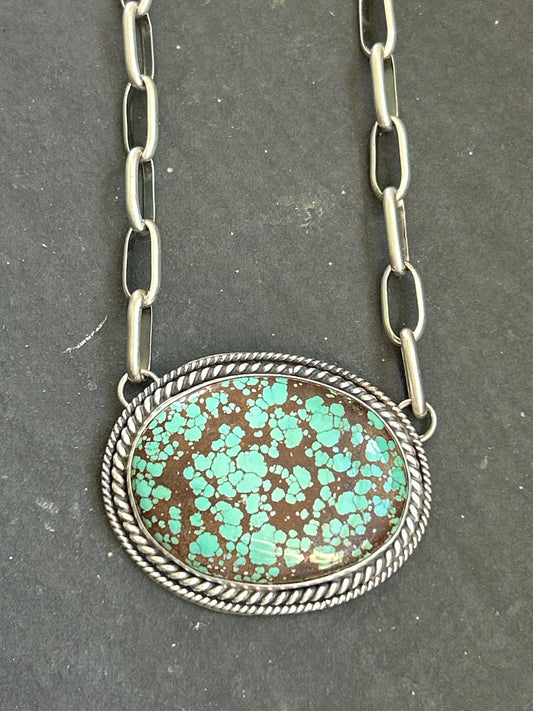 Webbed Pilot Mountain Turquoise Bar Necklace