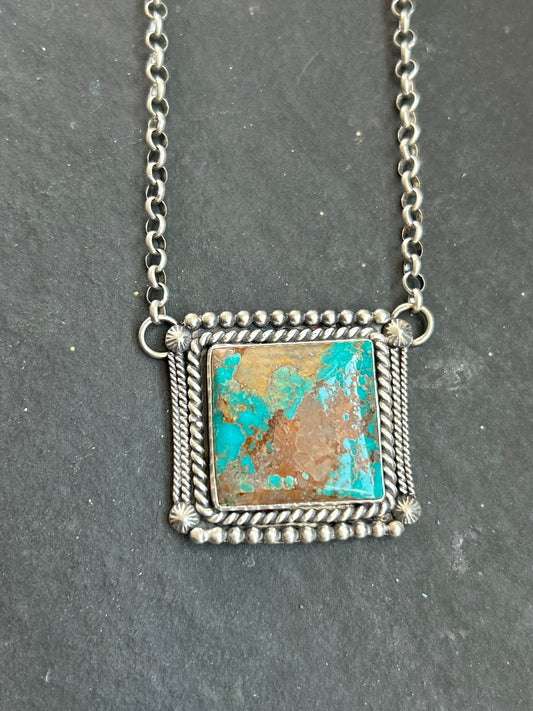 Easter Blue Turquoise Bar Necklace