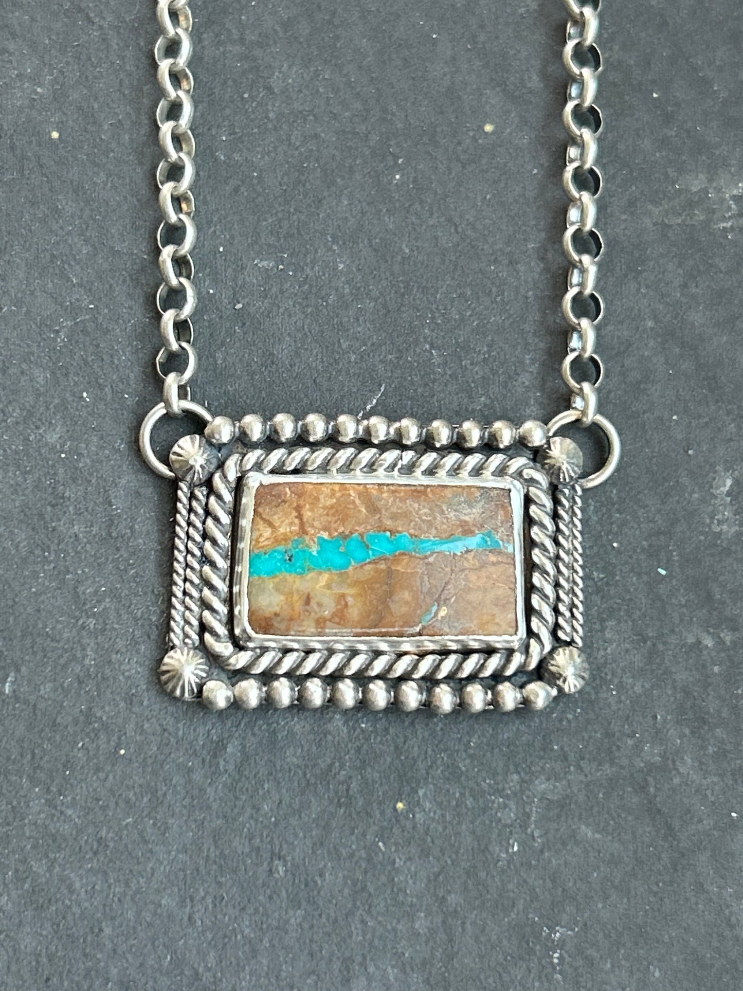 Ribbon Easter Blue Turquoise Bar Necklace