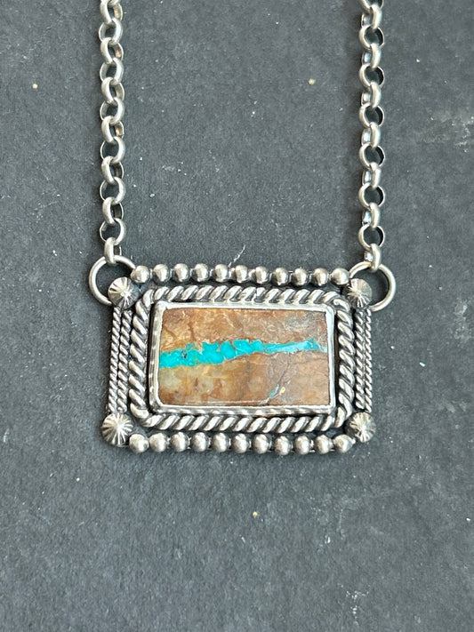 Ribbon Easter Blue Turquoise Bar Necklace