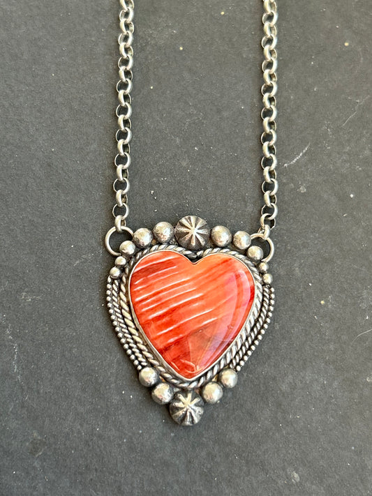 Red Spiny Oyster Heart Necklace
