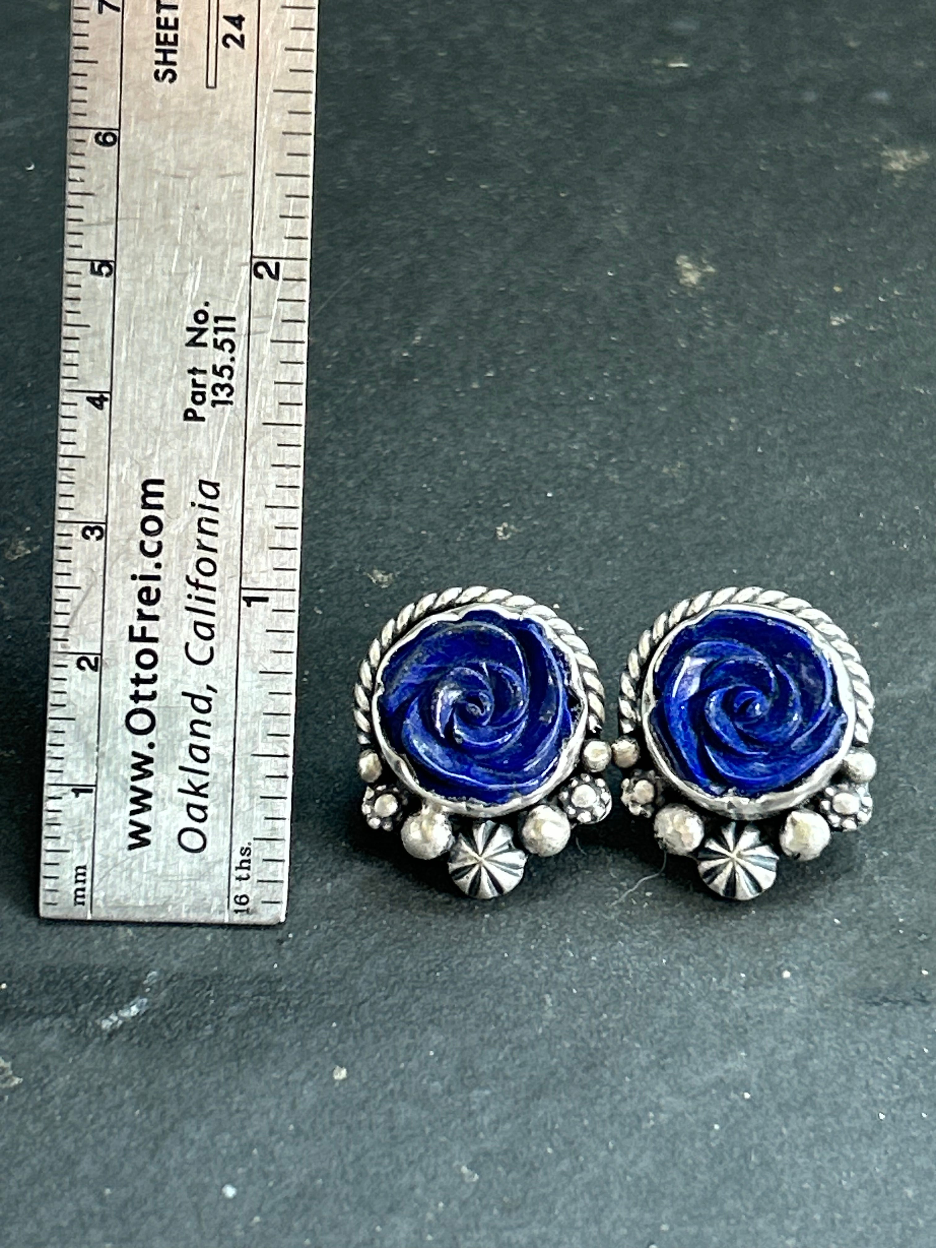 Lapis Lazuli Rose Studs