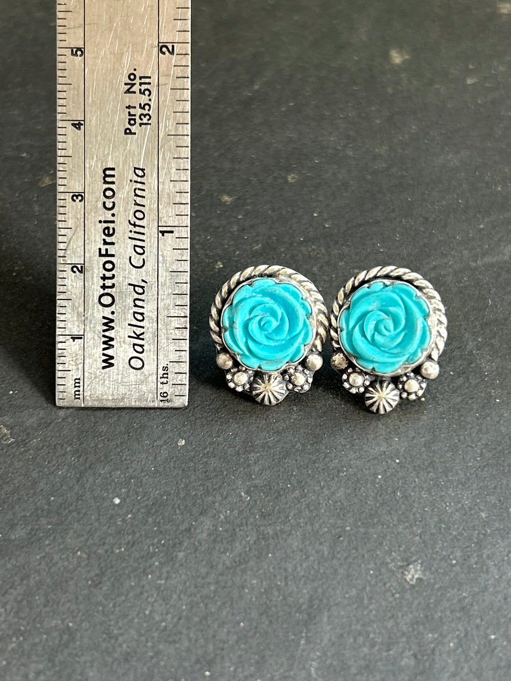 Kingman Turquoise Rose Studs