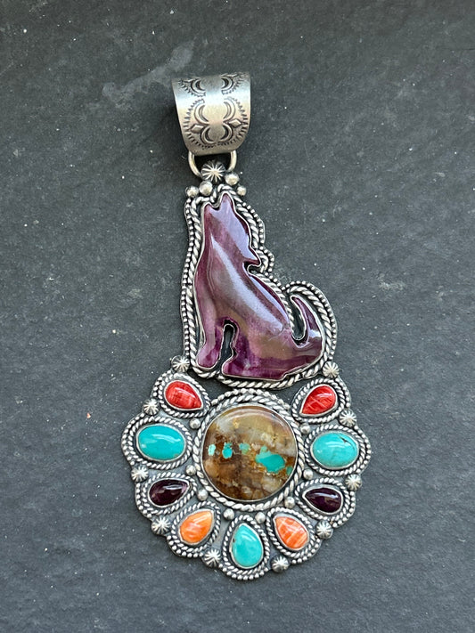 Rainbow Wolf Cluster Pendant Style #2