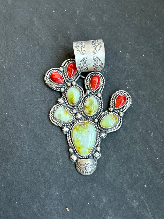 Palomino + Red Spiny Cactus Pendant Style #1