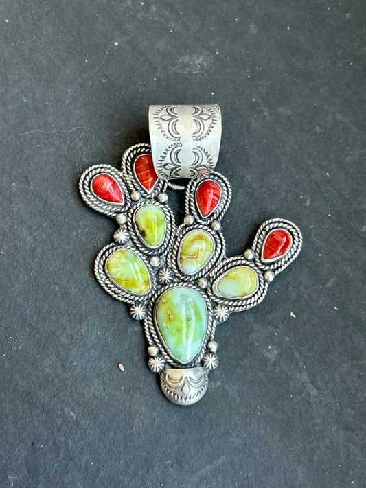 Palomino and Red Spiny Oyster Cactus Pendant Style #2