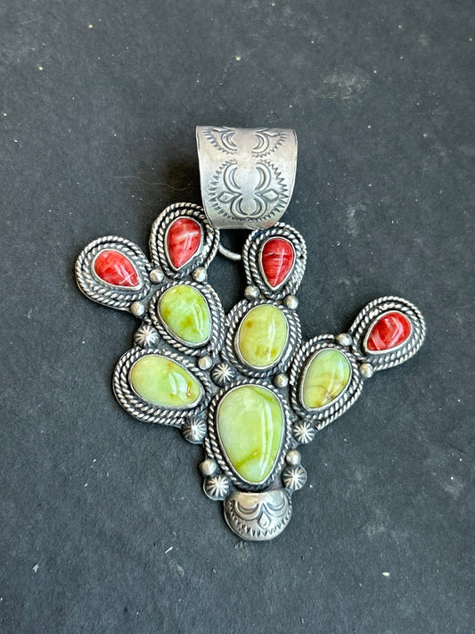 Palomino + Red Spiny Oyster Cactus Pendant Style #3