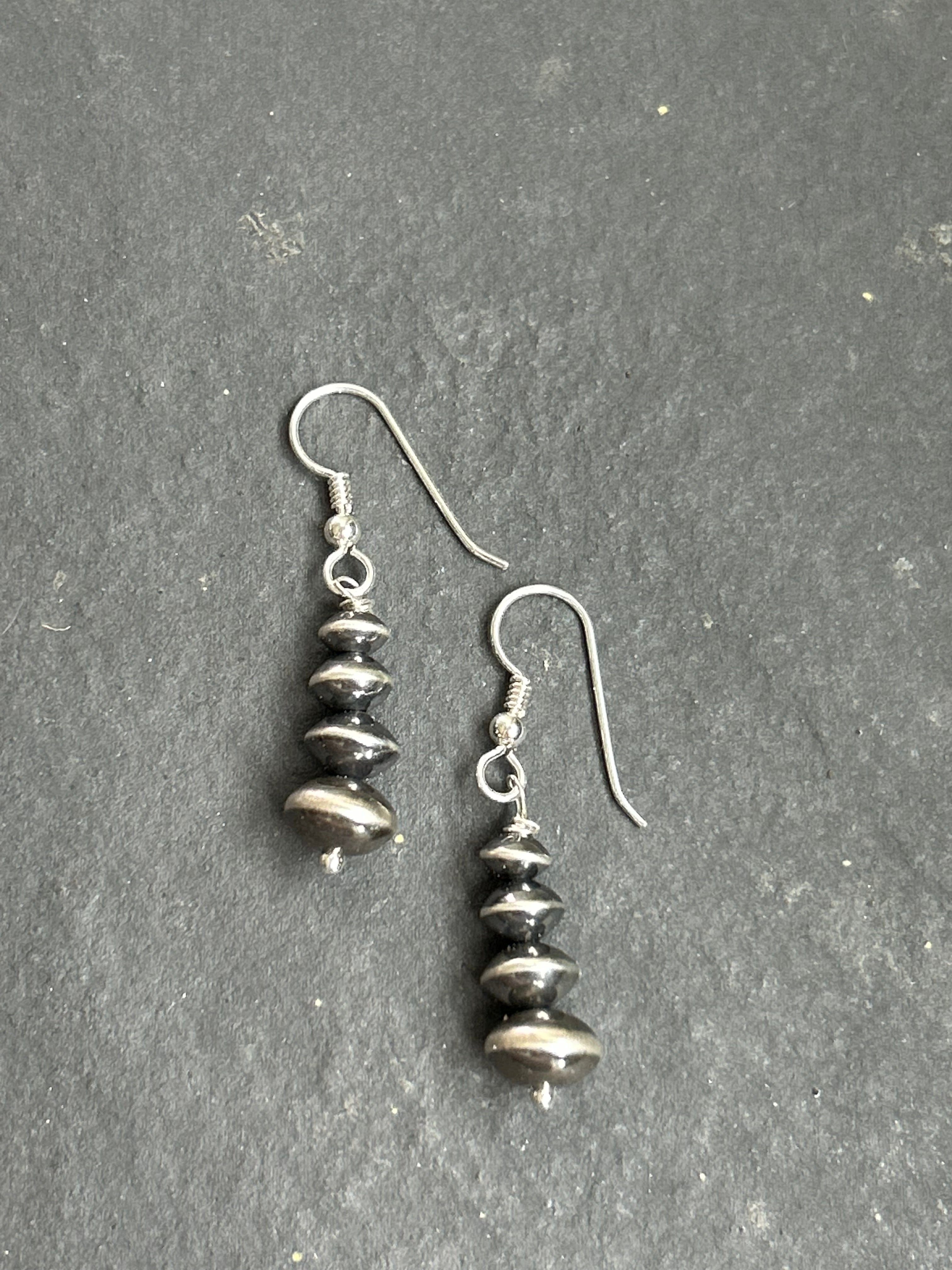 Sterling Silver Tapered Saucer Pearl Dangle Earrings
