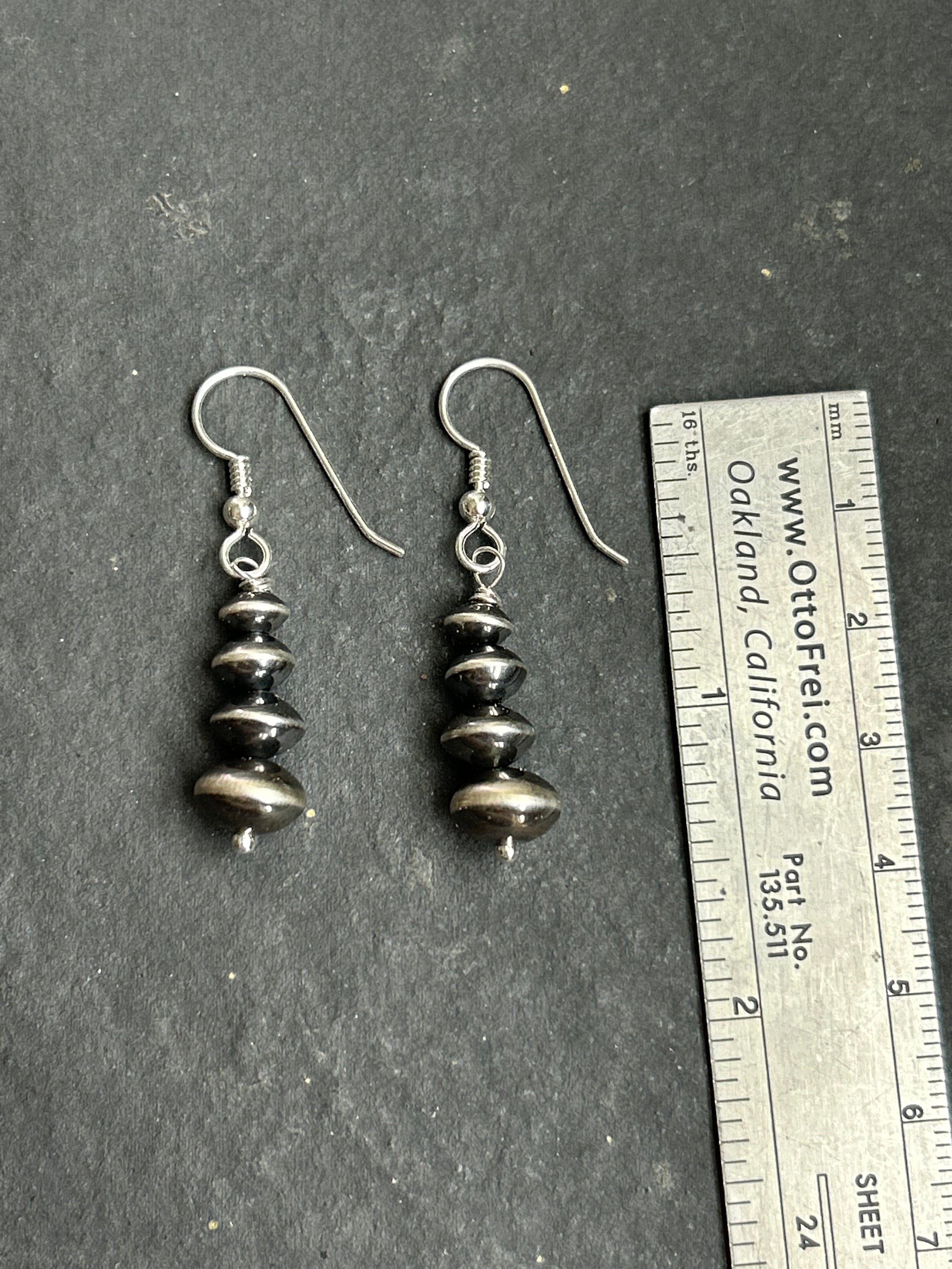 Sterling Silver Tapered Saucer Pearl Dangle Earrings