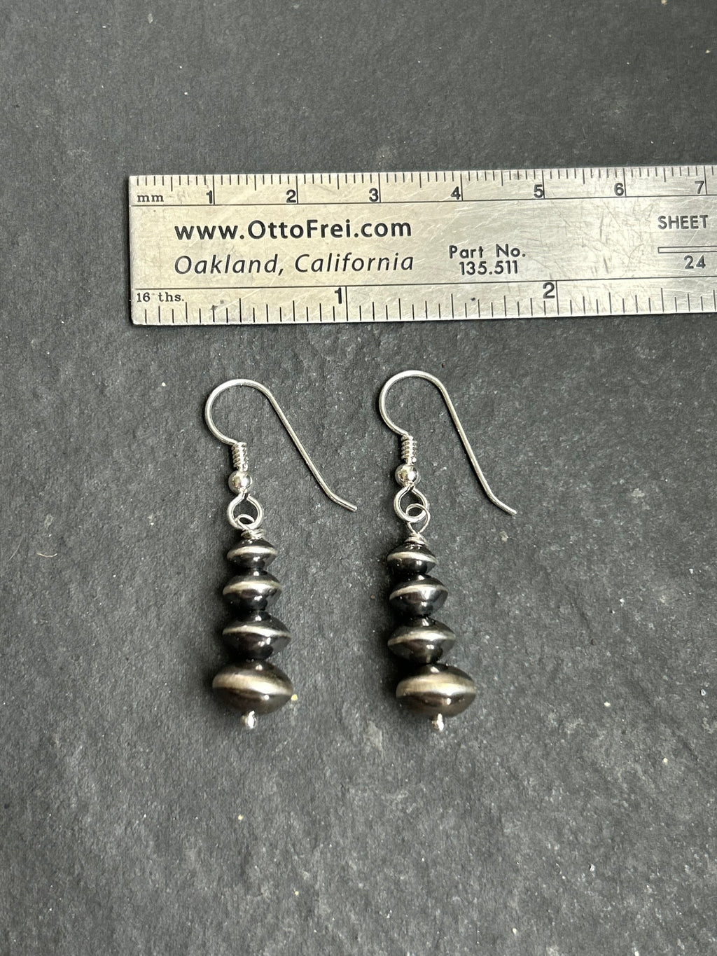 Sterling Silver Tapered Saucer Pearl Dangle Earrings
