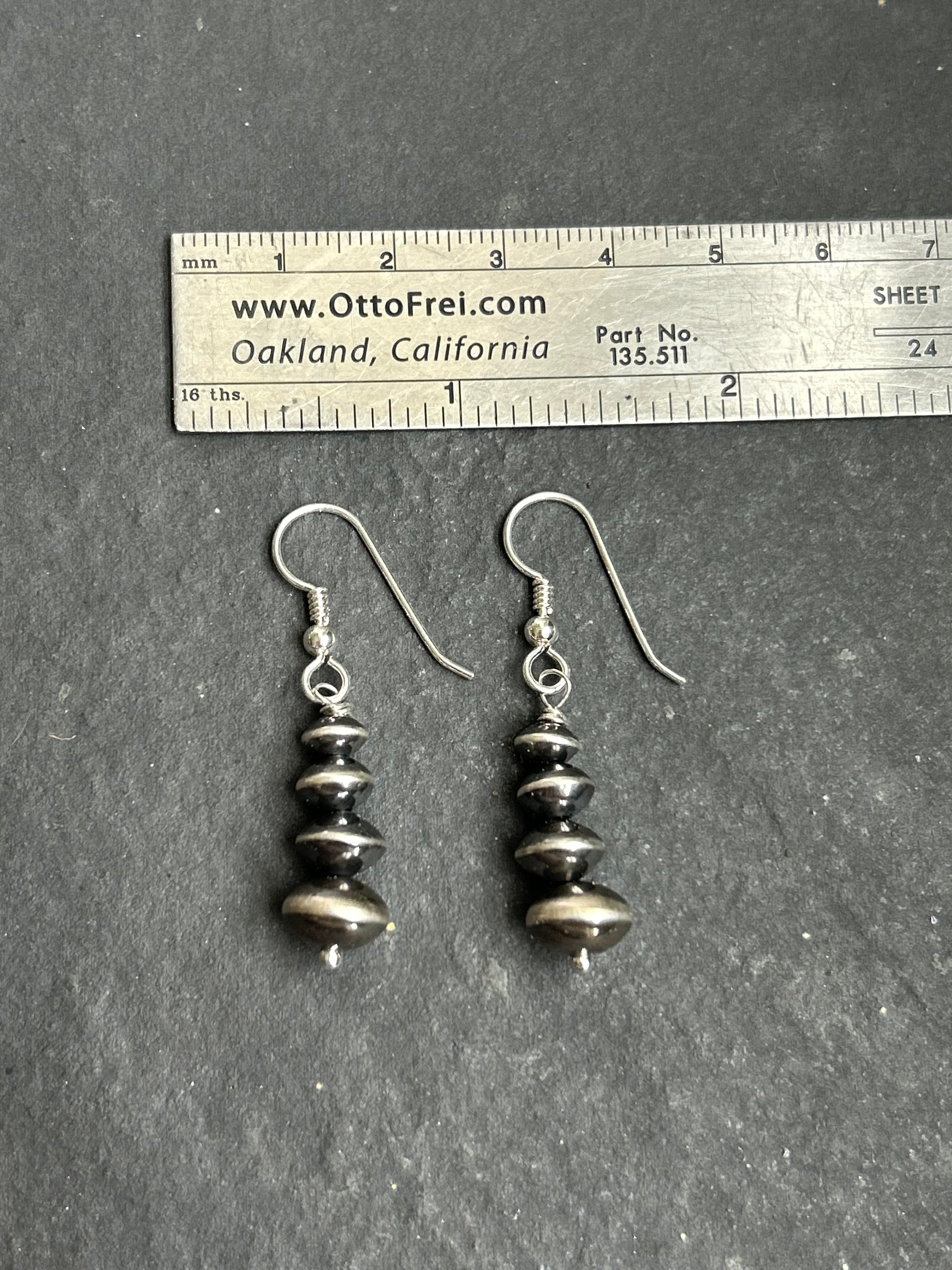 Sterling Silver Tapered Saucer Pearl Dangle Earrings