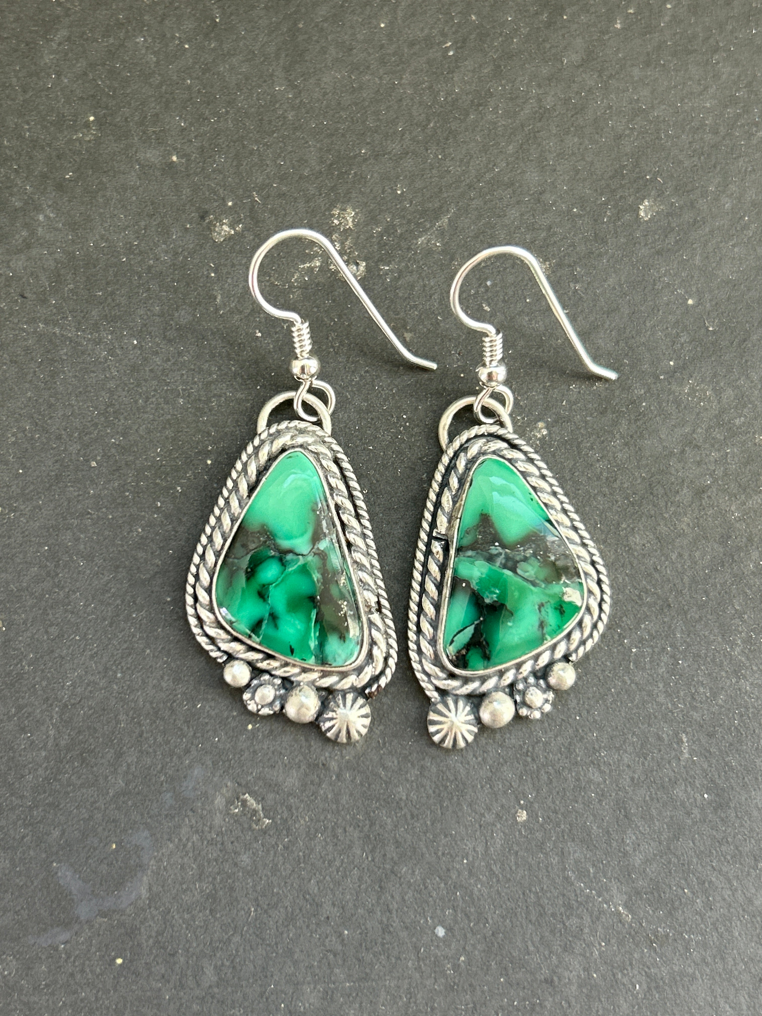 Emerald Rose Dangle Earrings Style #1
