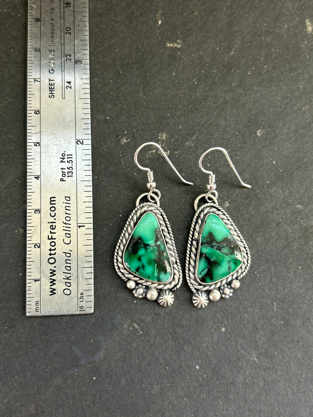 Emerald Rose Dangle Earrings Style #1