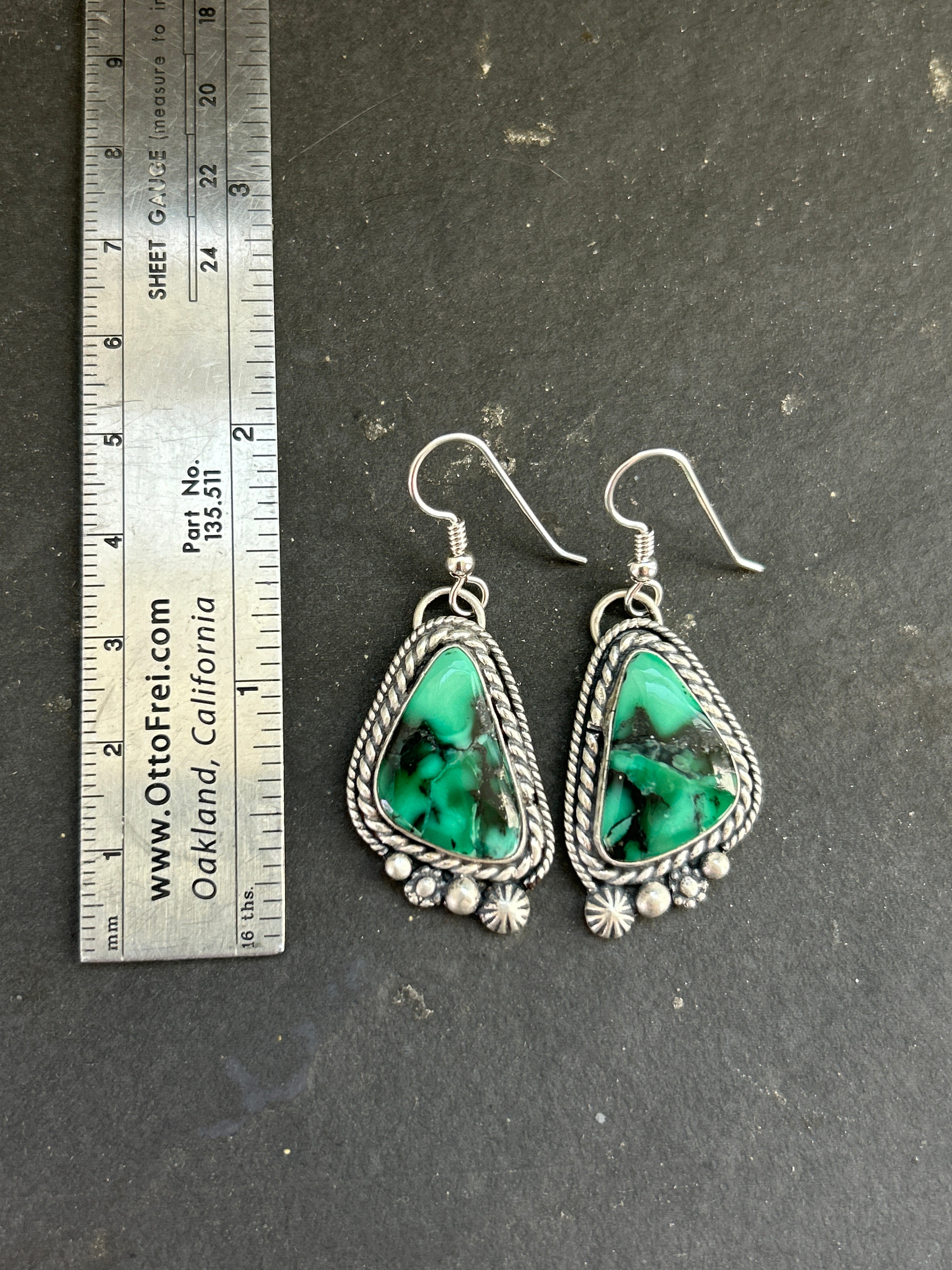 Emerald Rose Dangle Earrings Style #1