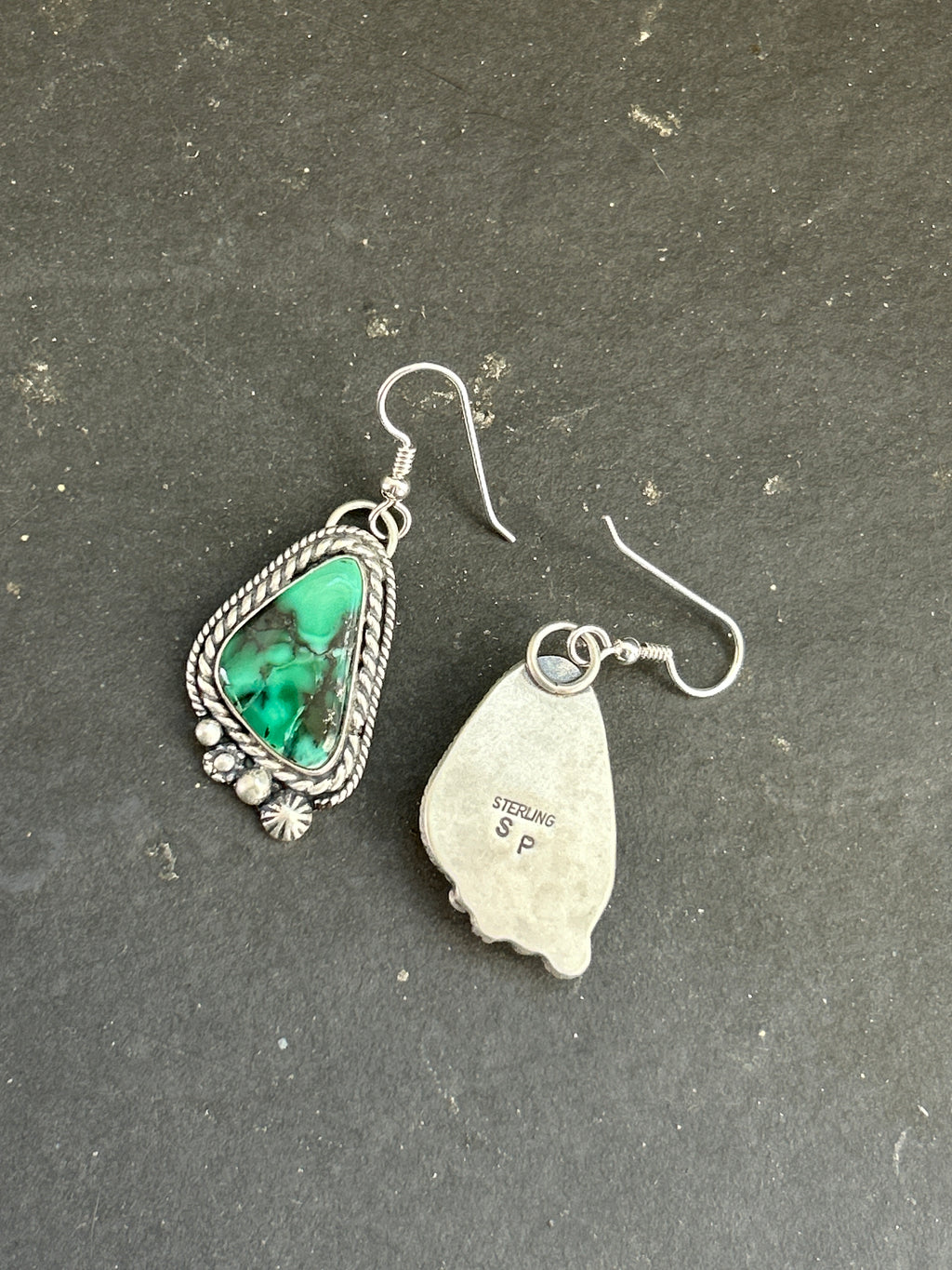 Emerald Rose Dangle Earrings Style #1