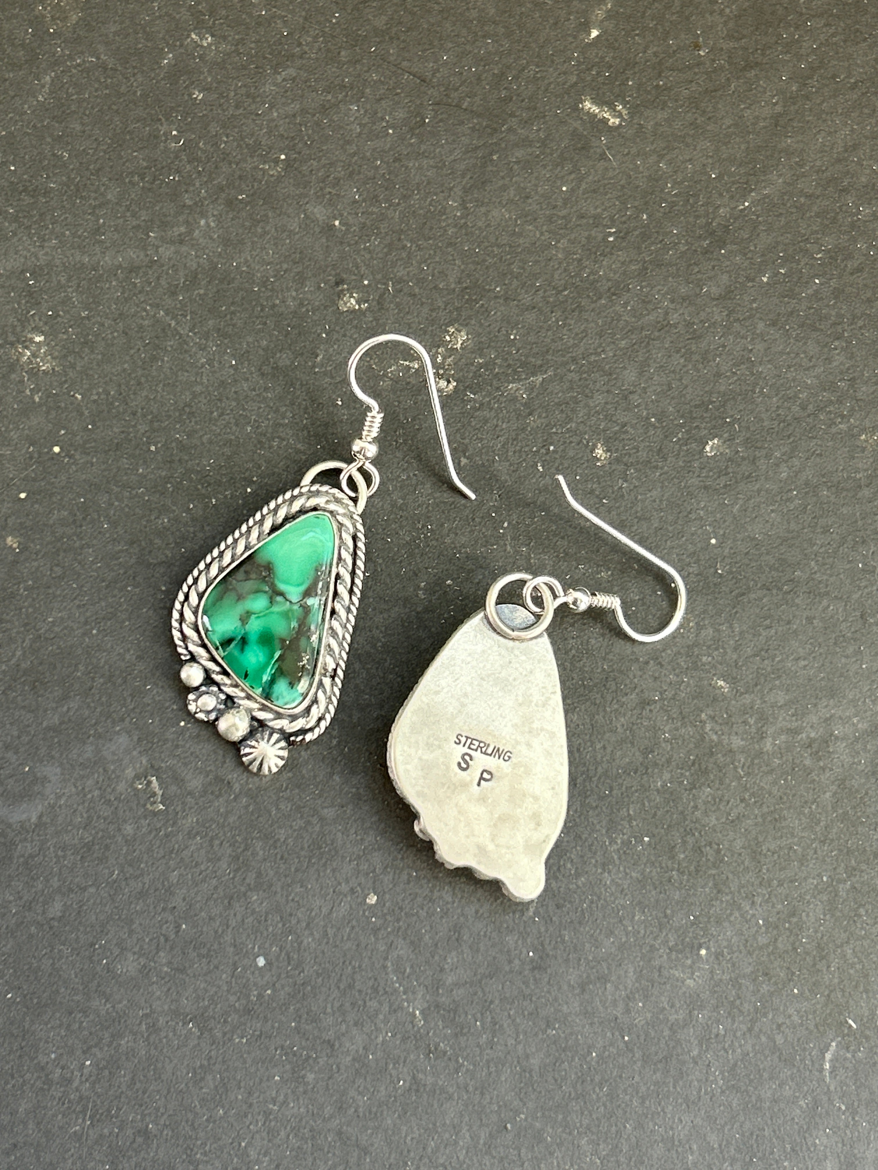 Emerald Rose Dangle Earrings Style #1