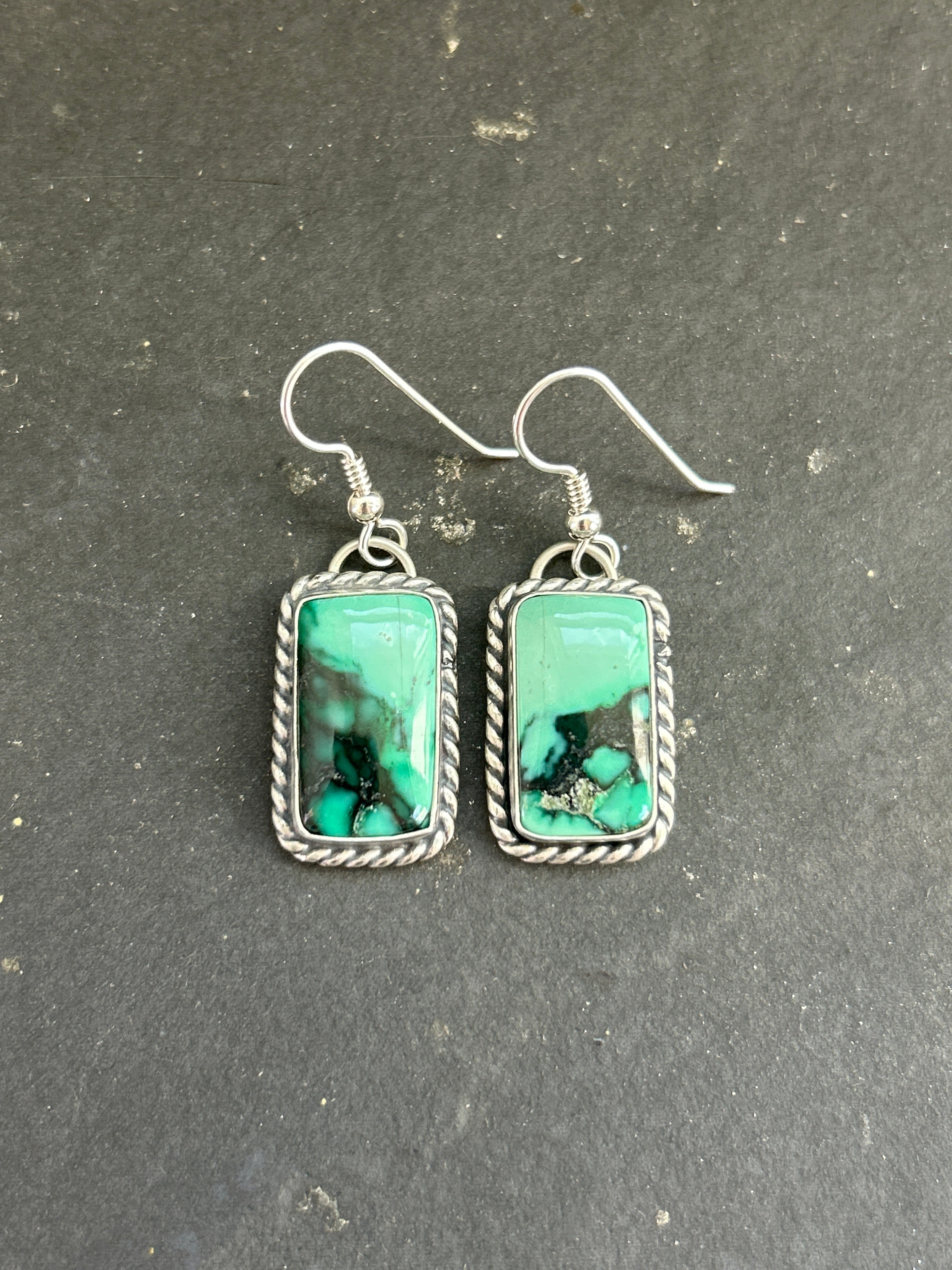 Emerald Rose Dangle Earrings Style #2